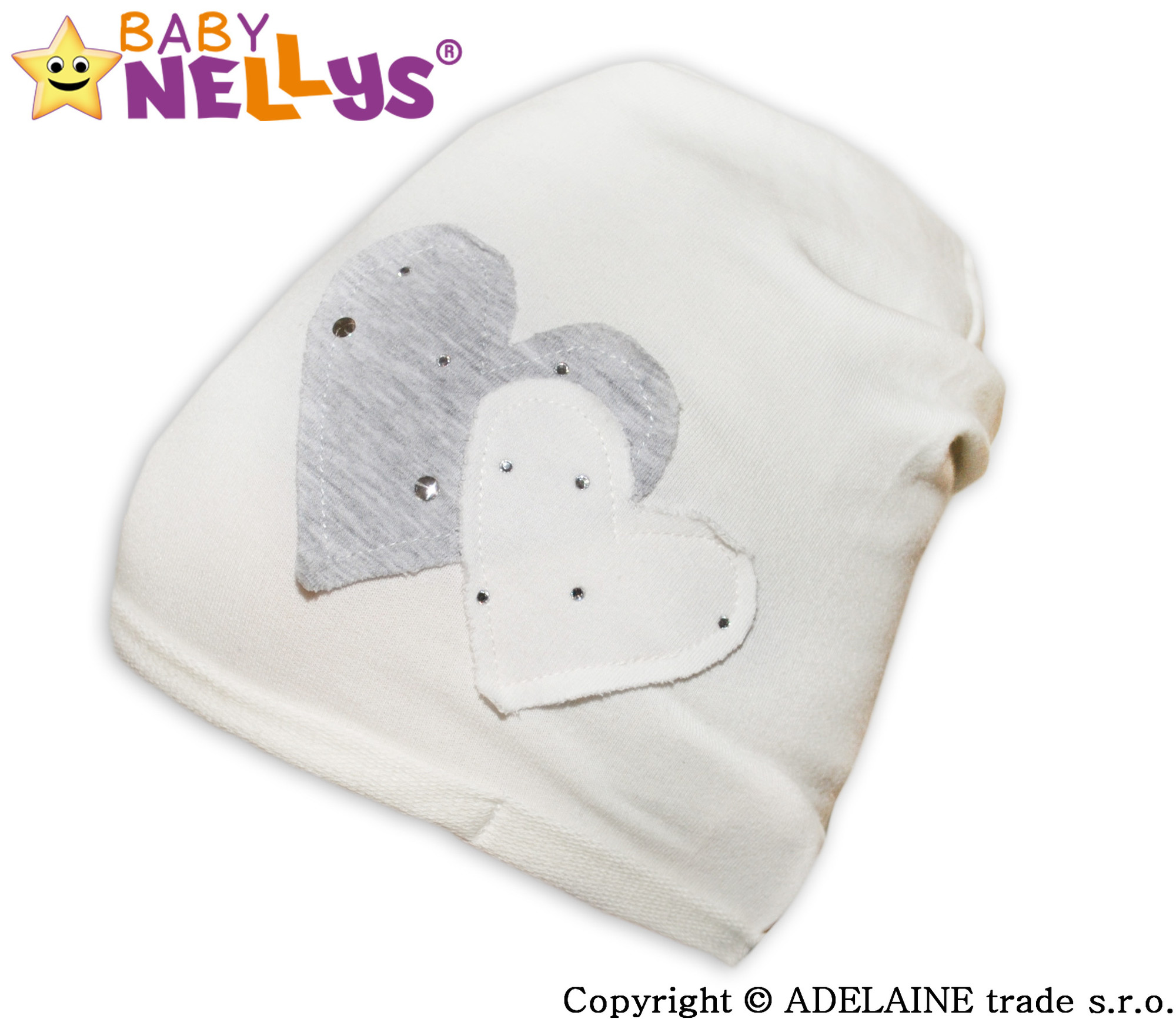 Baby Nellys Bavlněná čepička Srdíčka - smetanová vel.  110/116 Baby Nellys