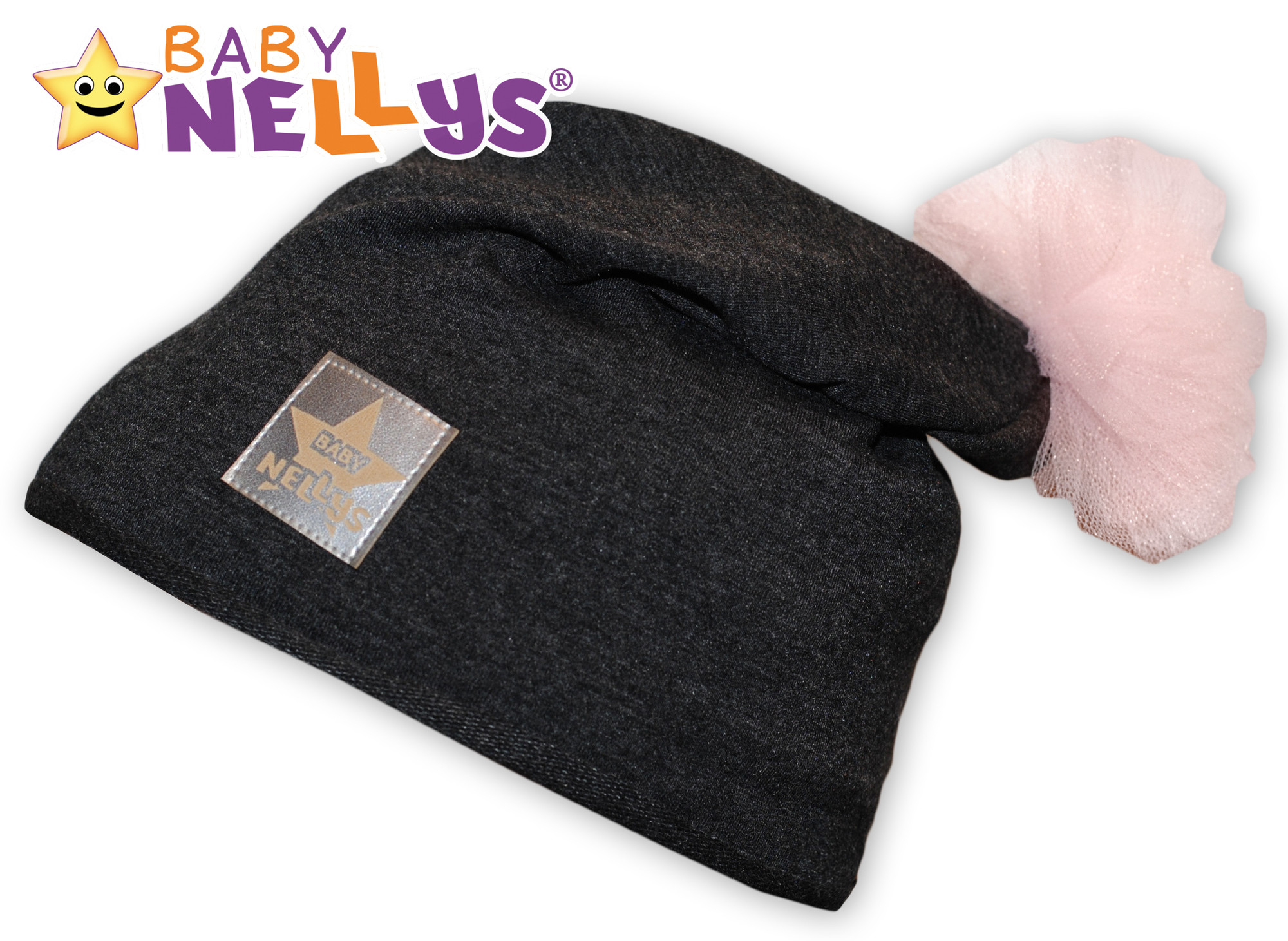 Baby Nellys Bavlněná čepička Tutu květinka ® - grafit