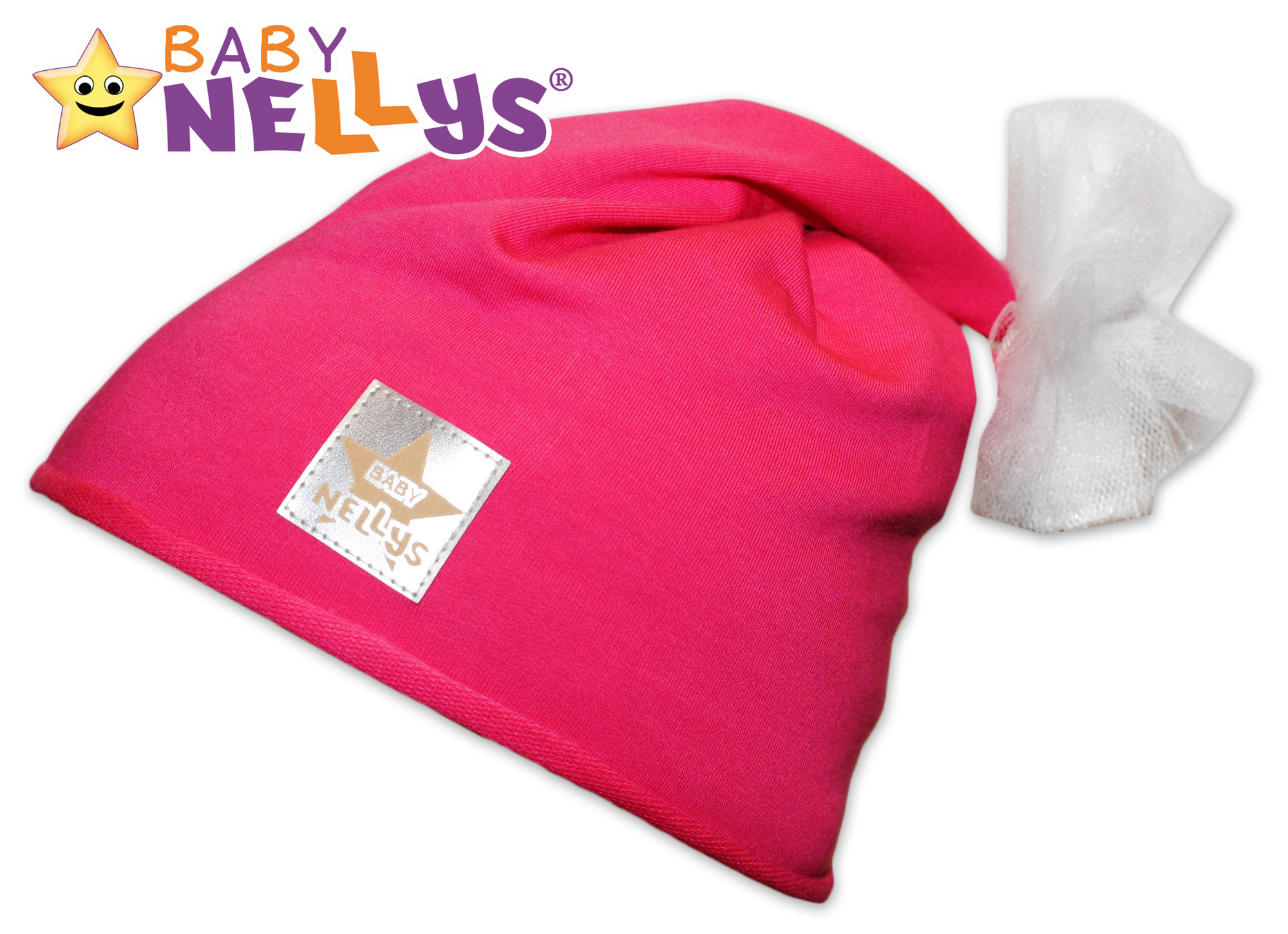 Baby Nellys Bavlněná čepička Tutu květinka ® - malinová