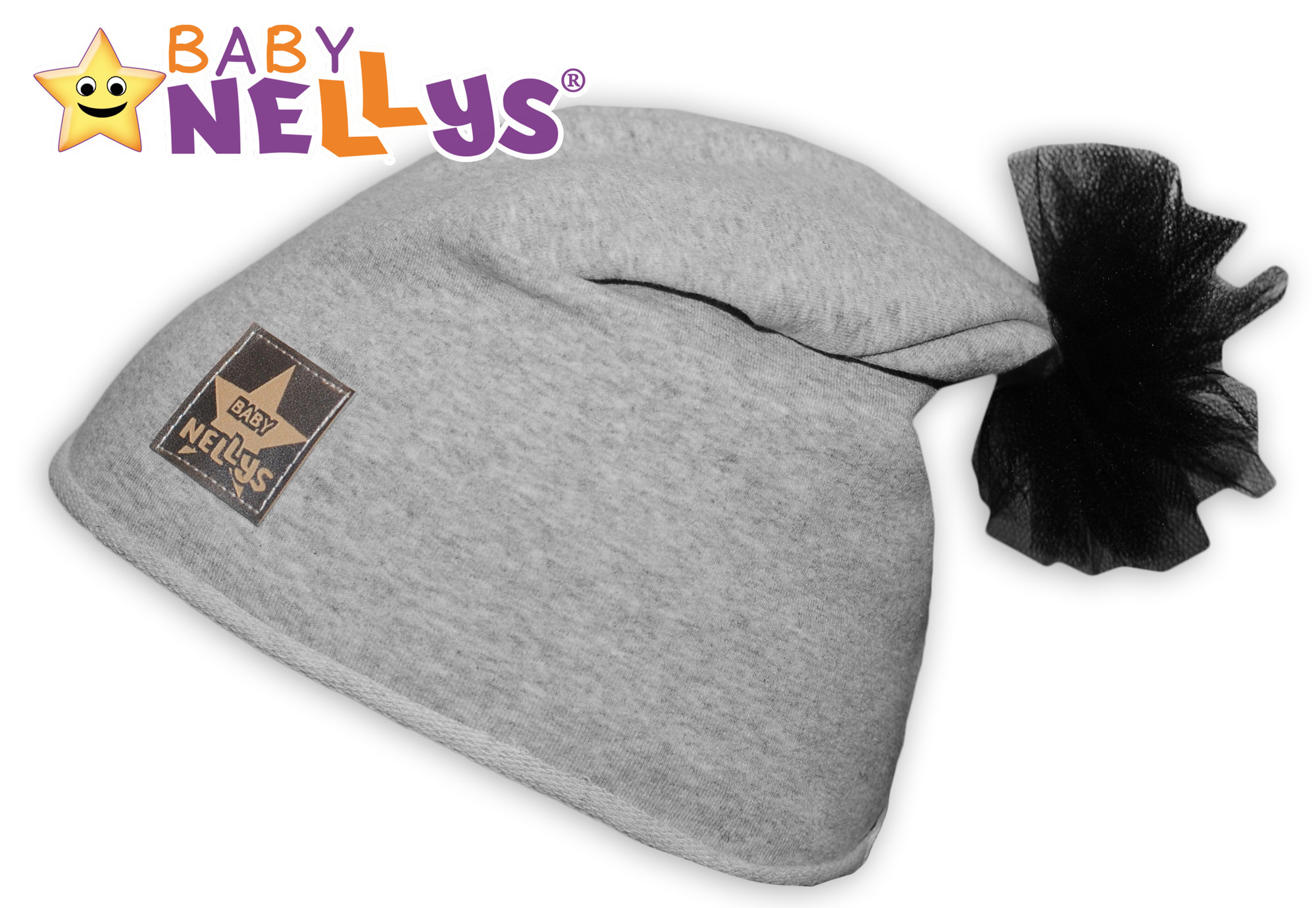 Baby Nellys Bavlněná čepička Tutu květinka ® - šedý melír