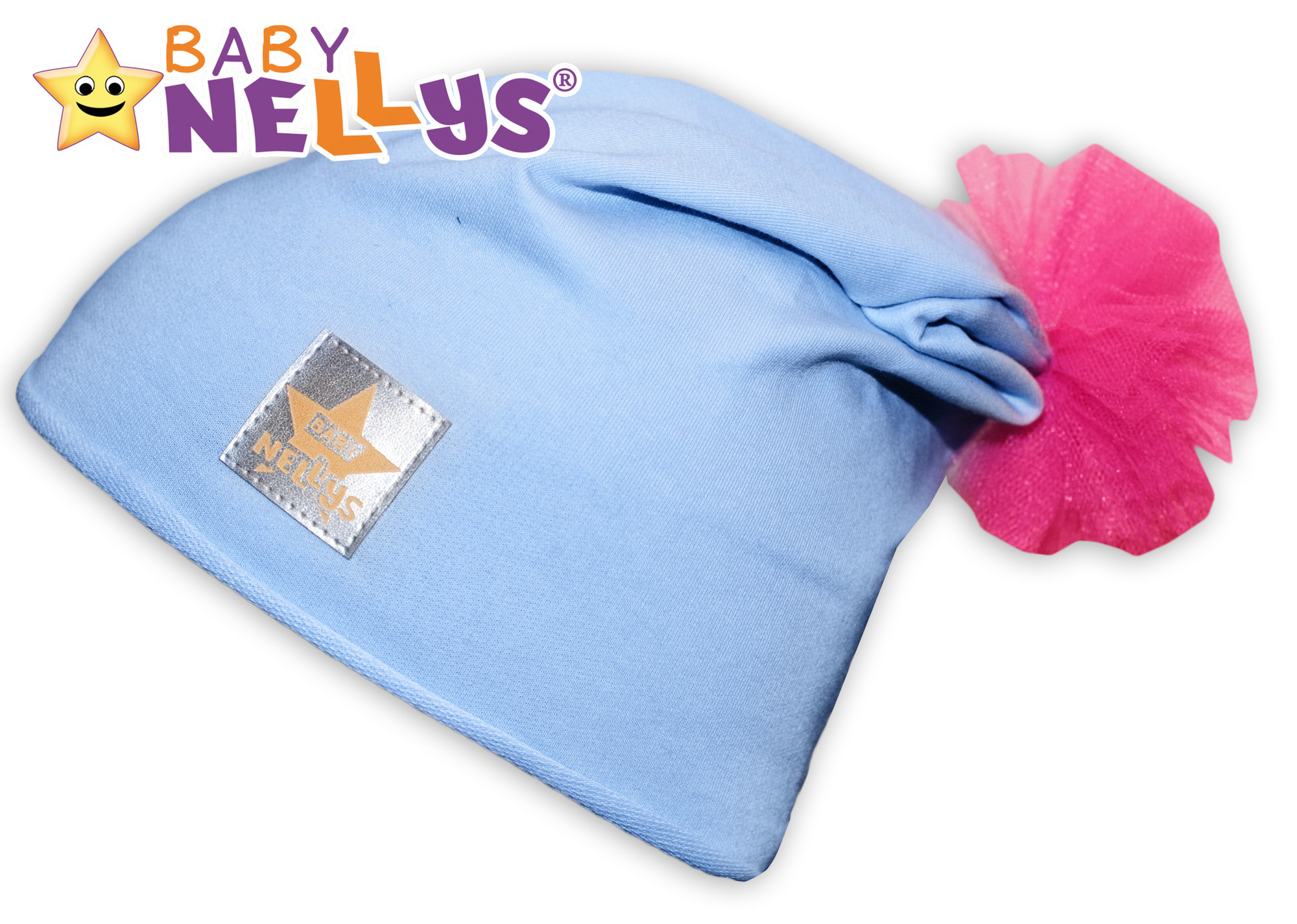 Baby Nellys Bavlněná čepička Tutu květinka ® - sv. modrá