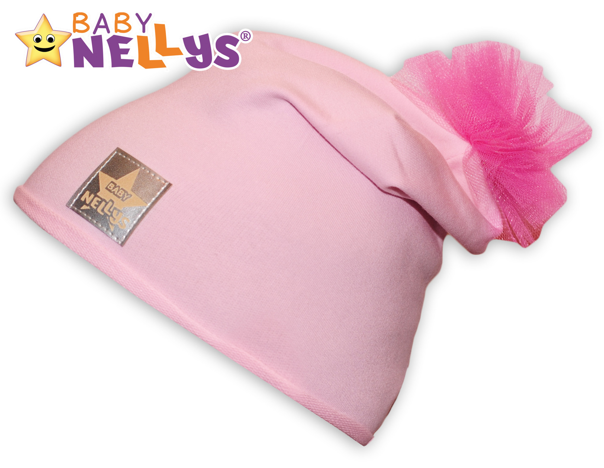 Baby Nellys Bavlněná čepička Tutu květinka ® - sv. růžová