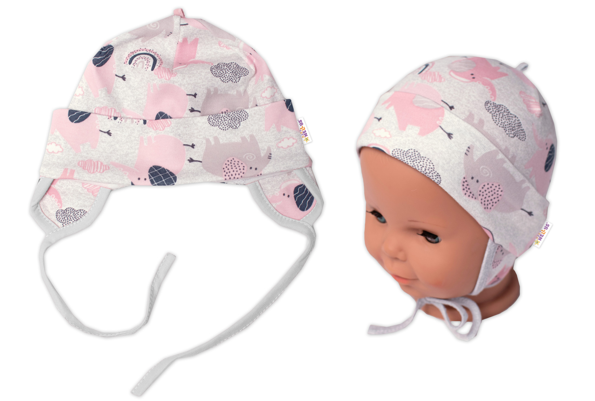 Baby Nellys Bavlněná čepička na zavazování