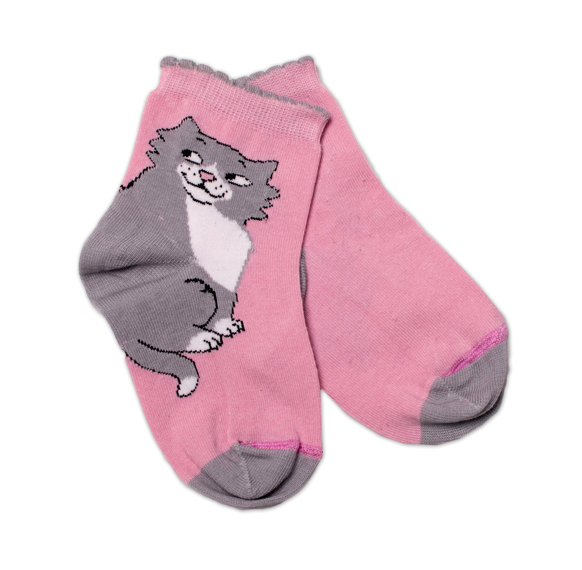 Baby Nellys Bavlněné ponožky Kocour - pudrové vel.  122/128 Baby Nellys