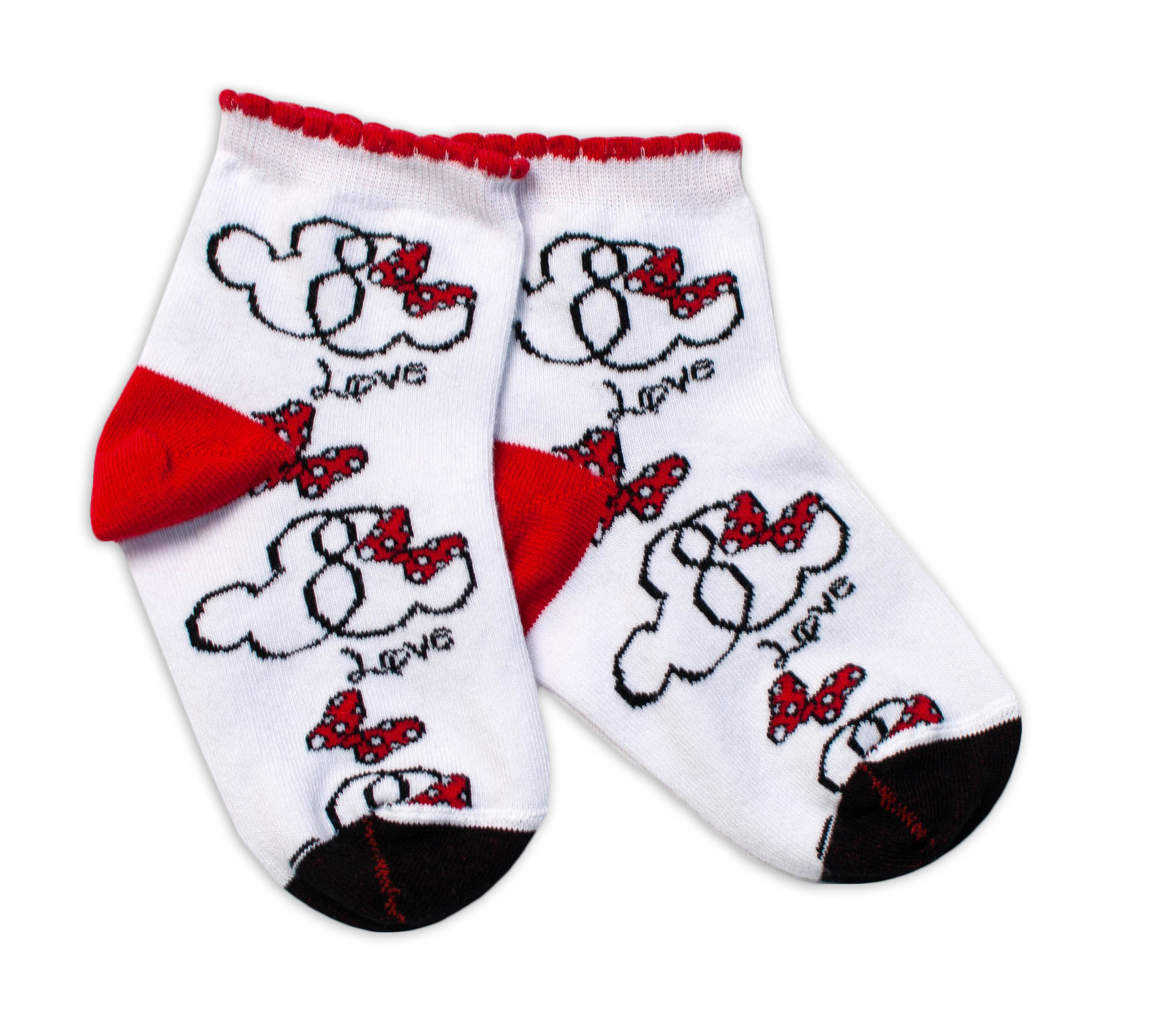 Baby Nellys Bavlněné ponožky Minnie Love - bílé vel.  122/128 Baby Nellys