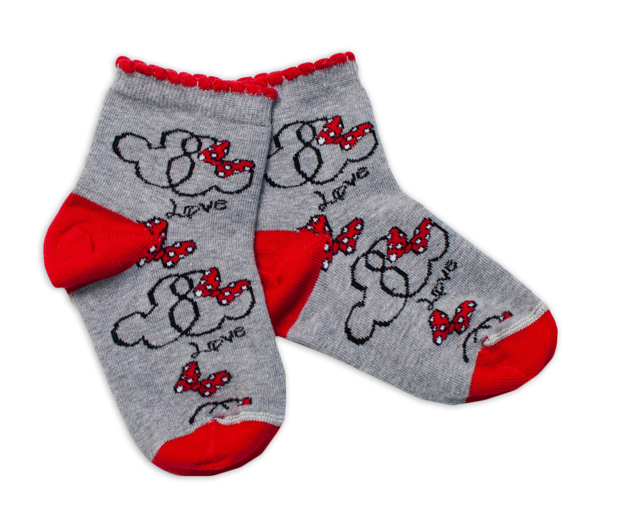 Baby Nellys Bavlněné ponožky Minnie Love - šedé vel.  104/116 Baby Nellys
