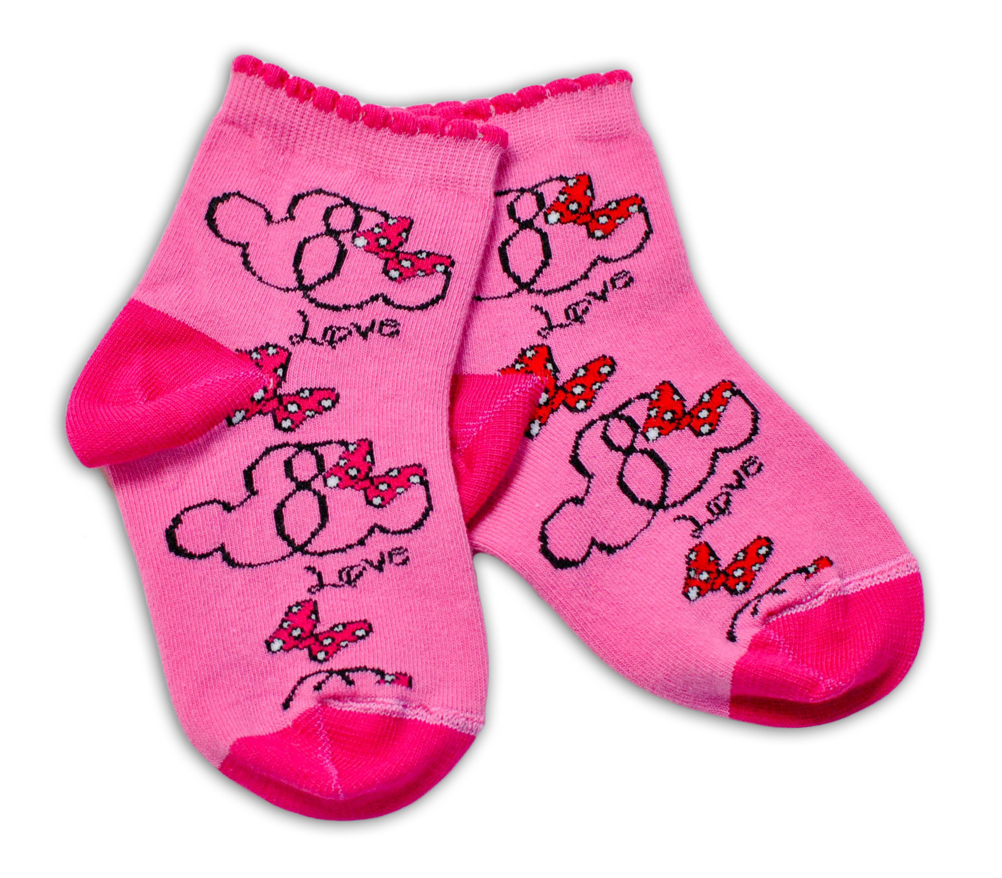 Baby Nellys Bavlněné ponožky Minnie Love - tmavě růžové vel.  122/128 Baby Nellys