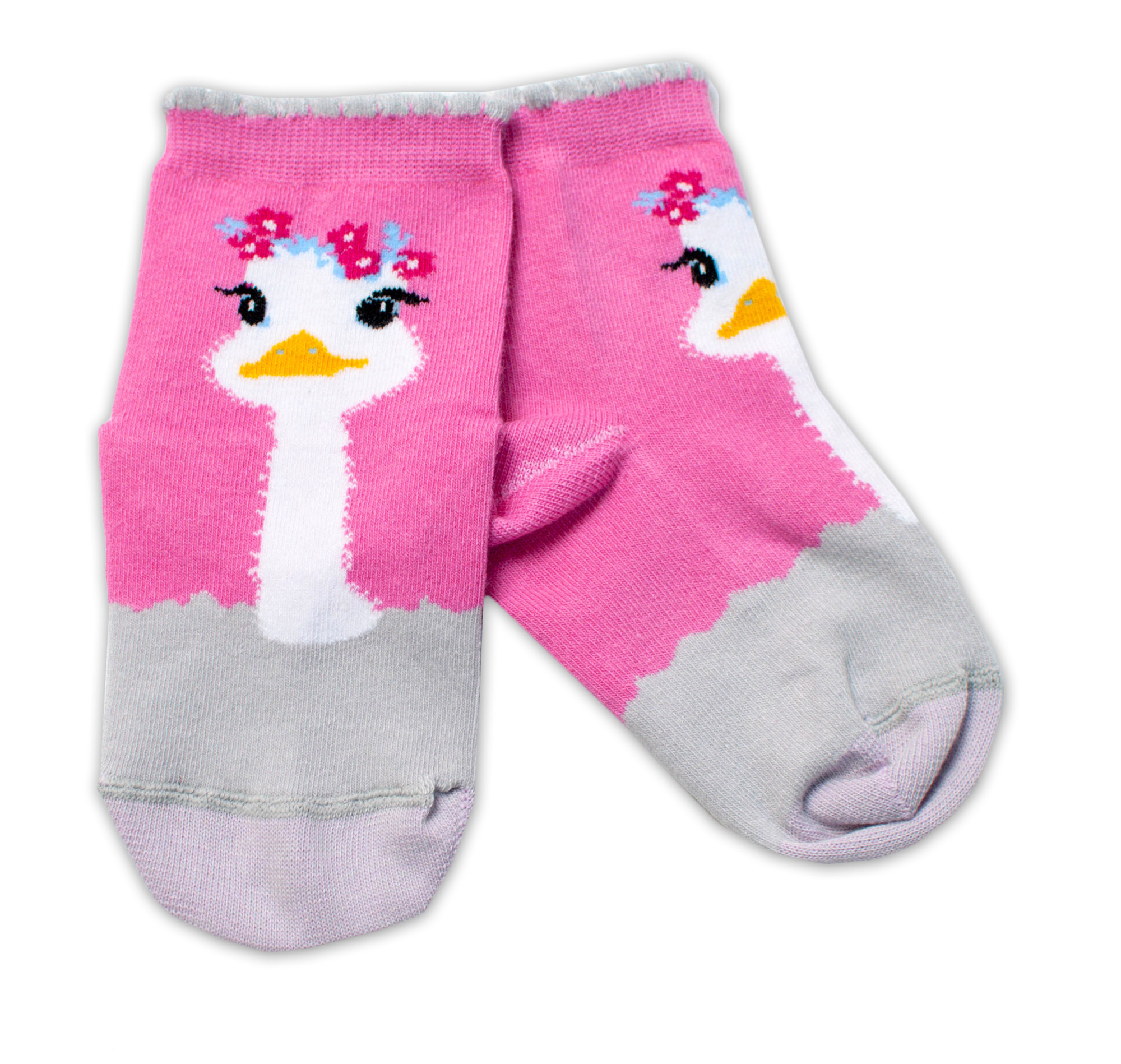 Baby Nellys Bavlněné ponožky Pštros - tmavě růžové vel.  104/116 Baby Nellys