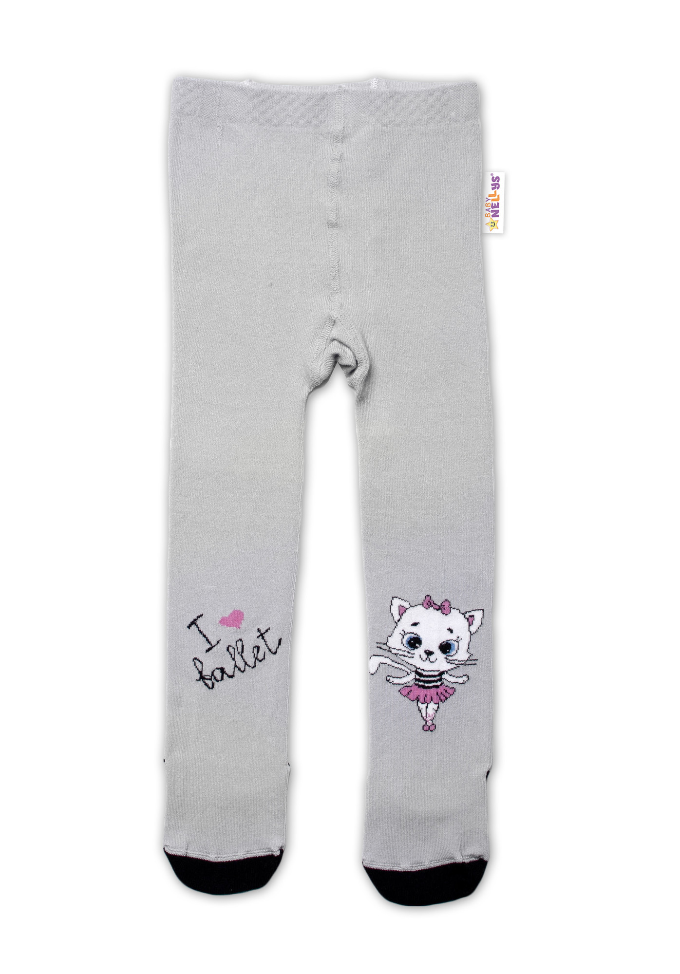 Baby Nellys Bavlněné punčocháče Kočička - šedé vel.  104/110 Baby Nellys