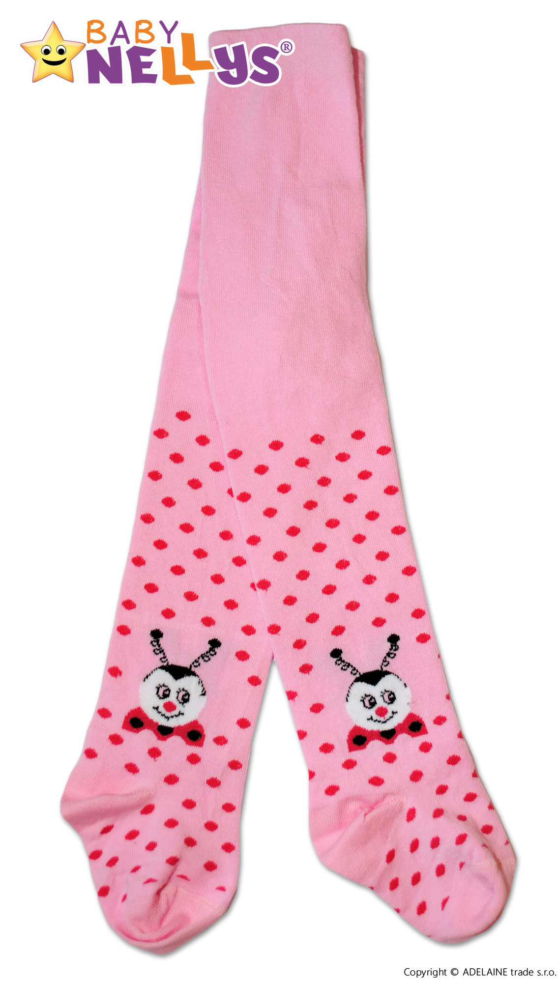 Baby Nellys Bavlněné punčocháče ®  - Beruška růžové s puntíky vel.  104/110 Baby Nellys