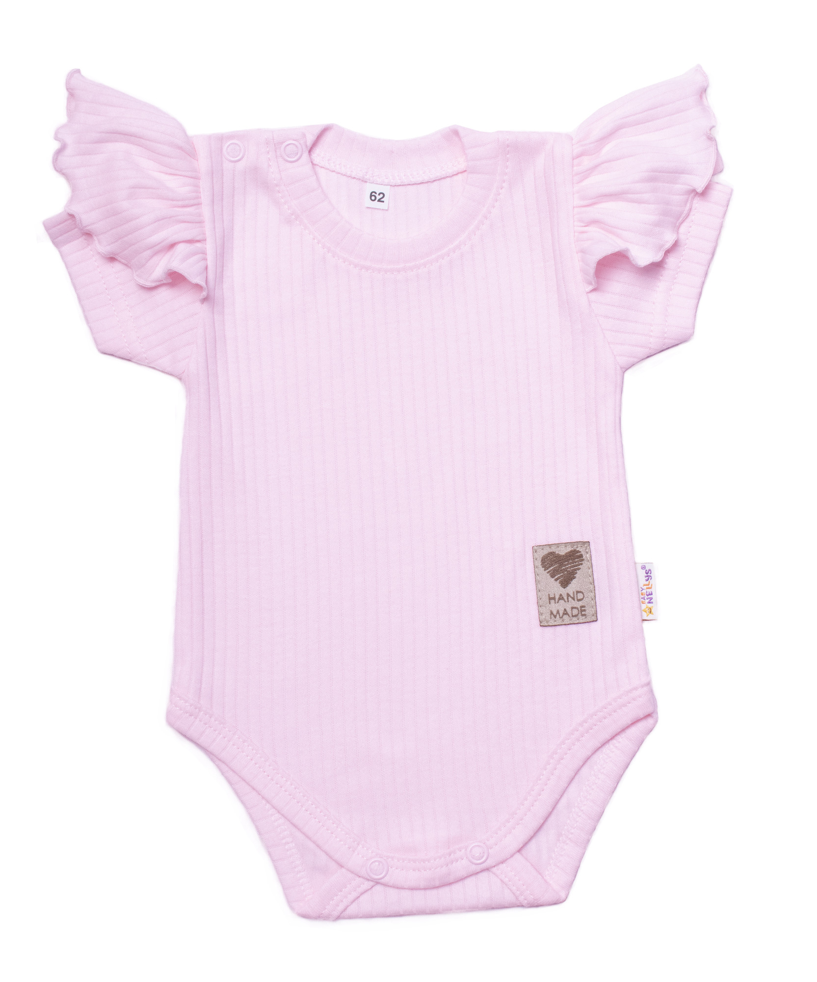 Baby Nellys Bavlněné žebrované body s volánkem