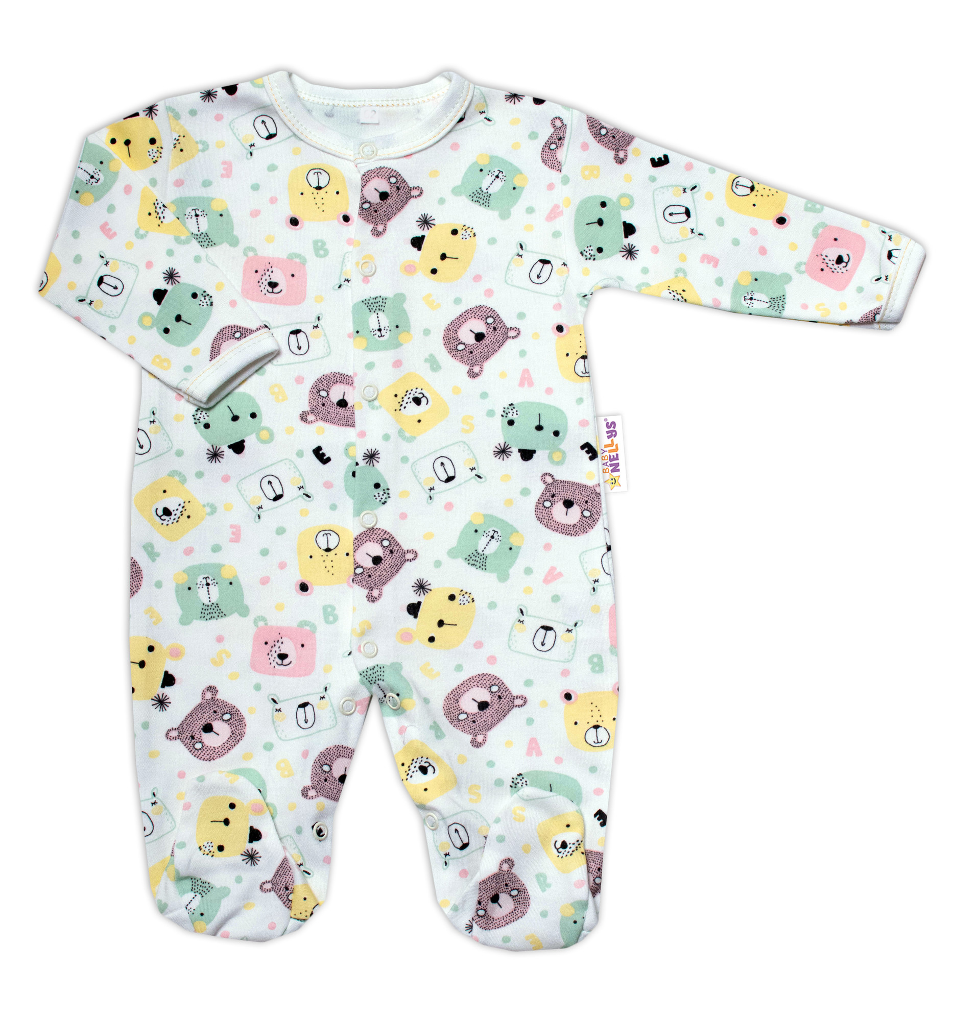 Baby Nellys Bavlněný kojenecký overal New Teddy