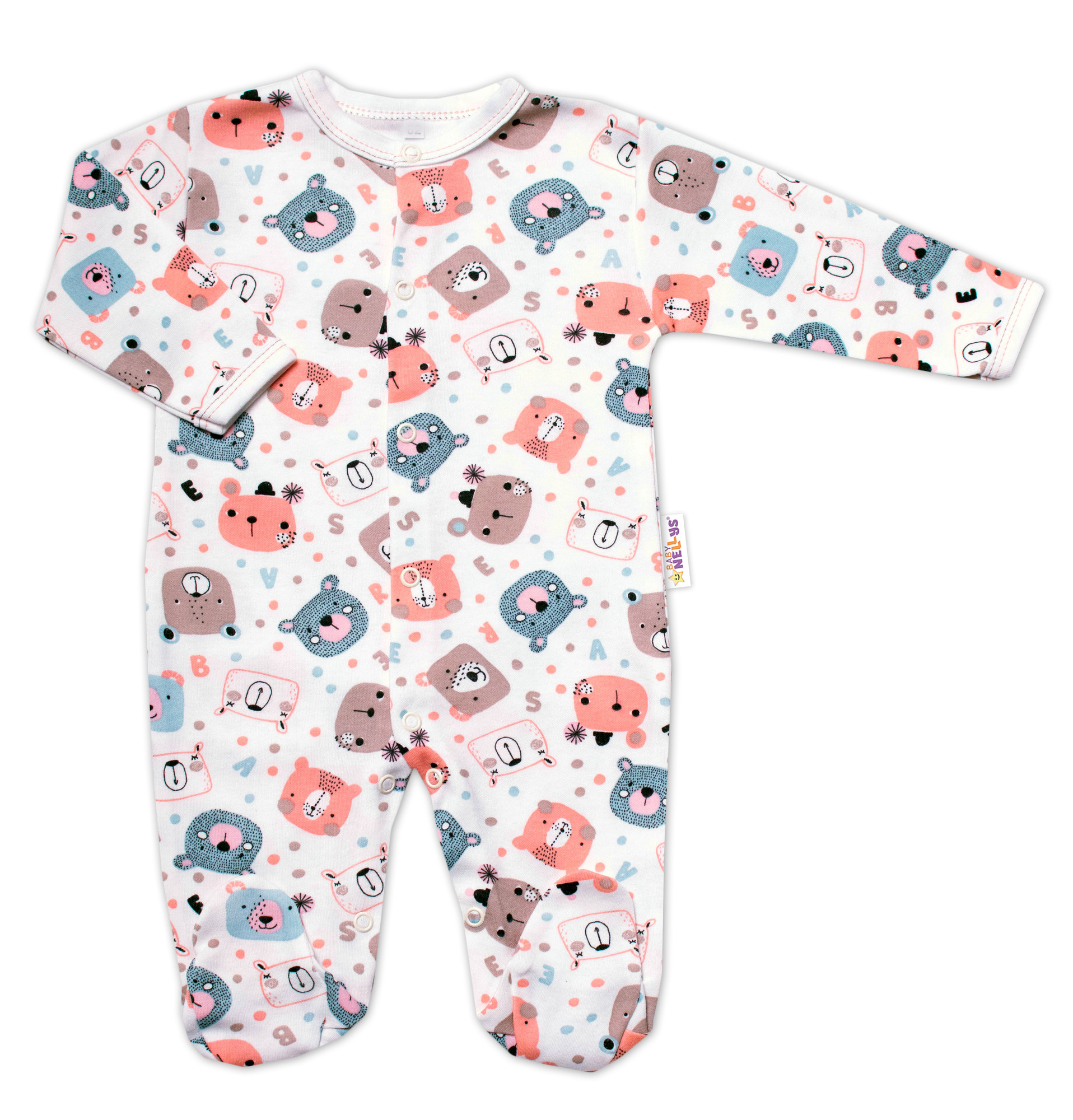Baby Nellys Bavlněný kojenecký overal New Teddy