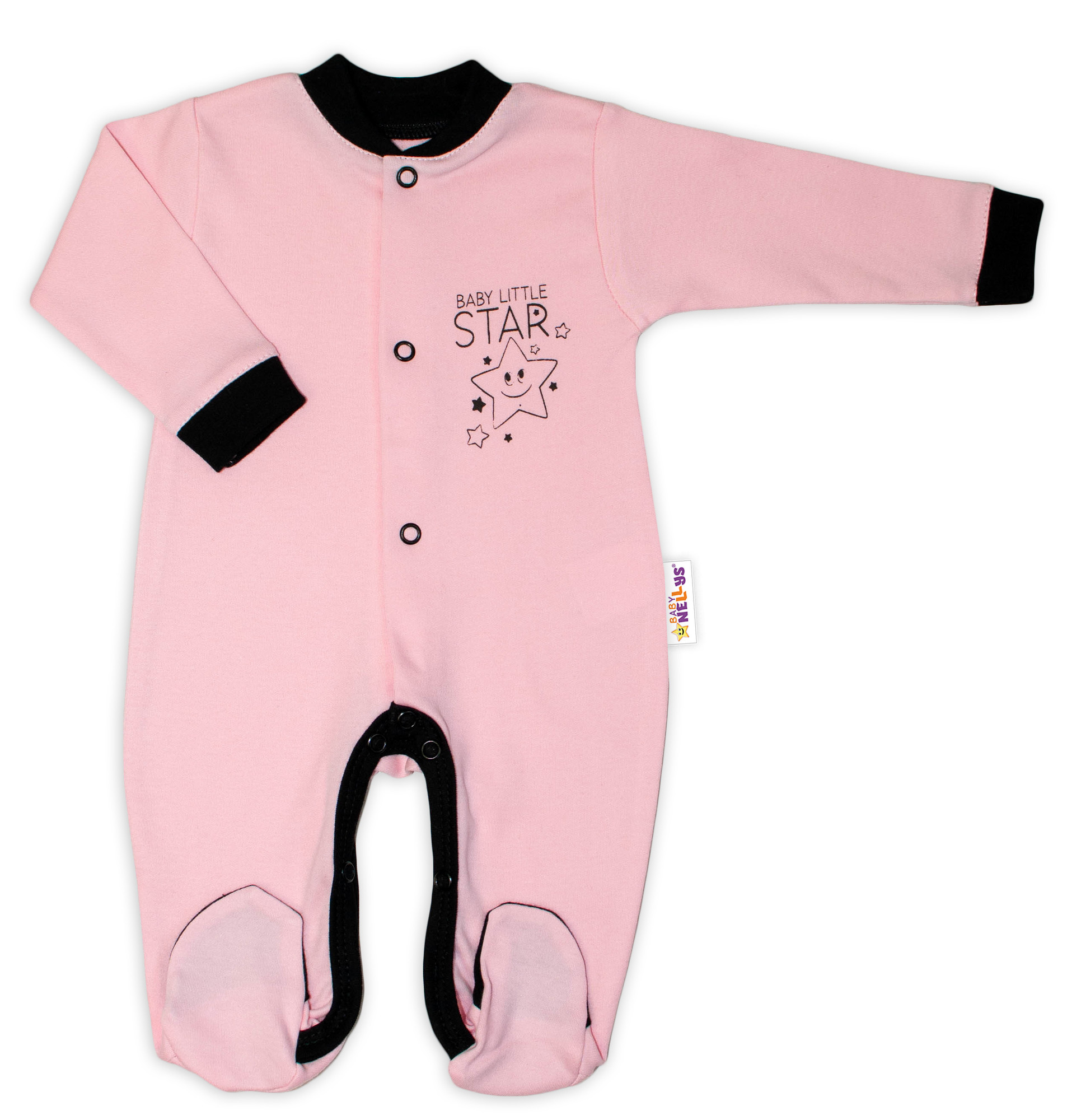 Baby Nellys Bavlněný overálek Baby Little Star - růžový vel.  56 Baby Nellys