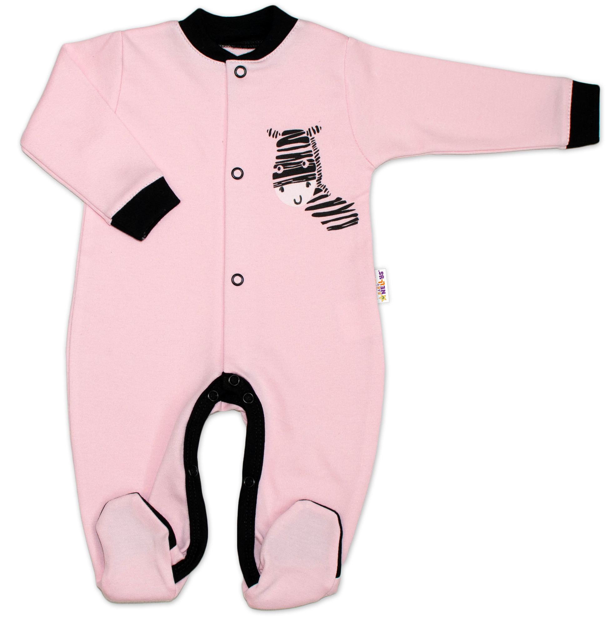 Baby Nellys Bavlněný overálek Zebra - růžový vel.  80 Baby Nellys