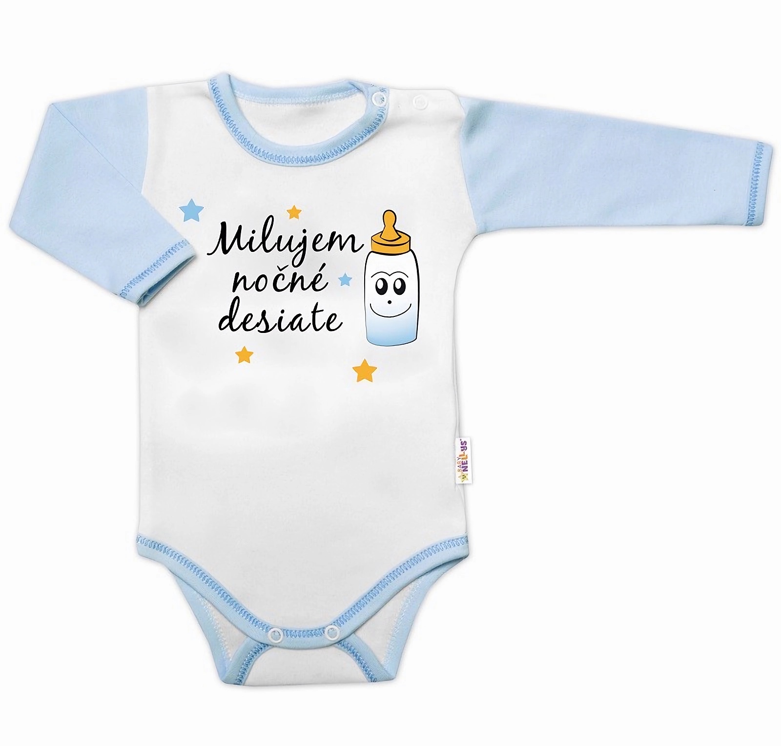Baby Nellys Body dl. rukáv s vtip. textem  Milujem nočné desiate