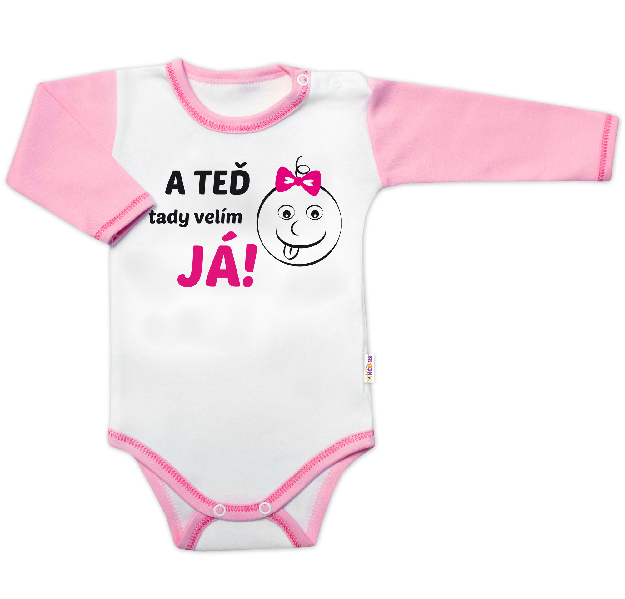 Baby Nellys Body dl. rukáv s vtipným textem
