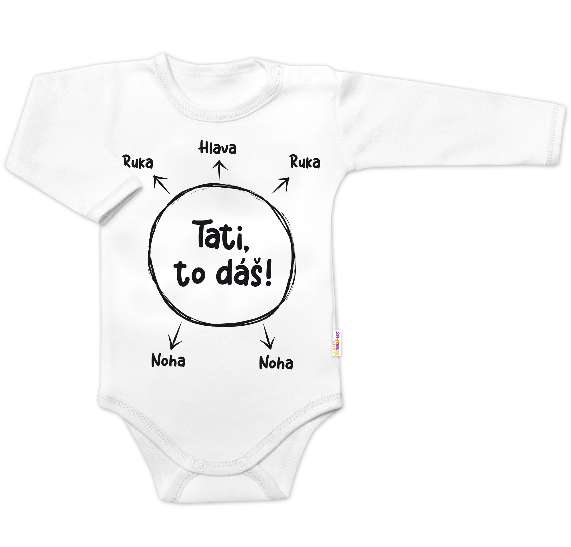 Baby Nellys Body dl. rukáv s vtipným textem