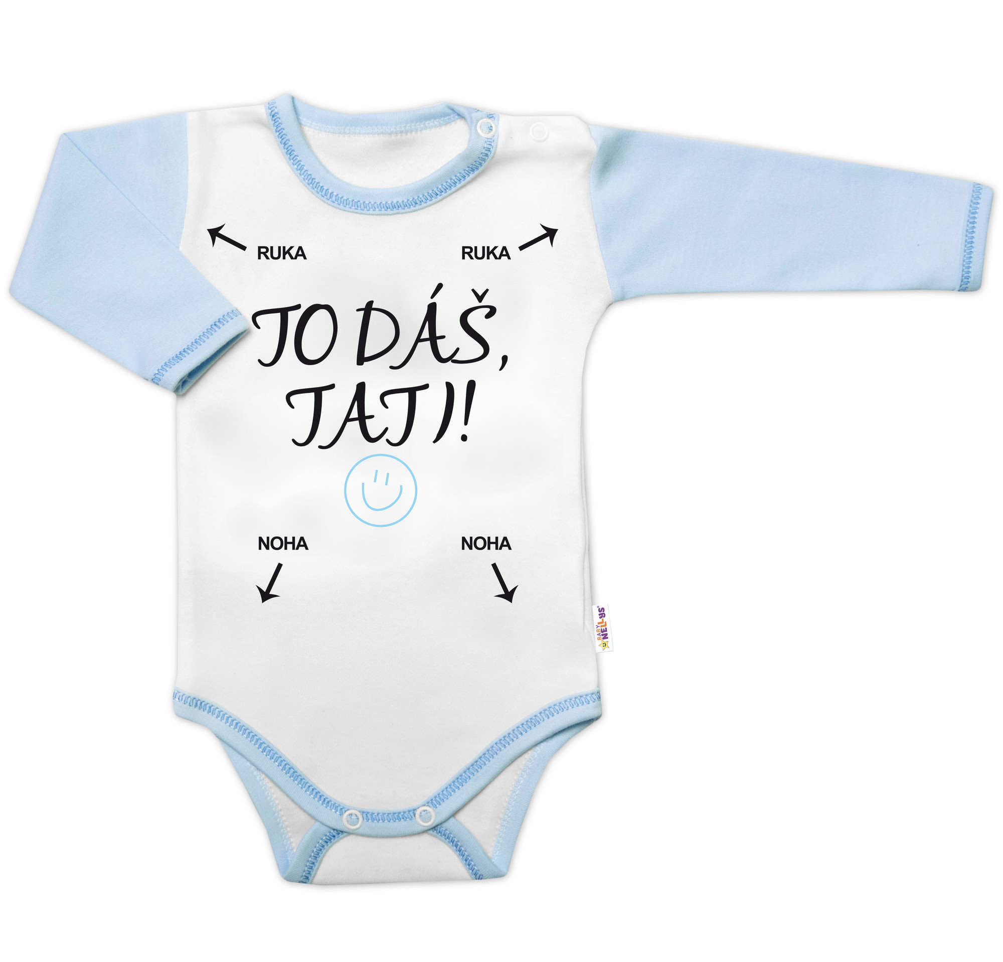 Baby Nellys Body dl. rukáv s vtipným textem