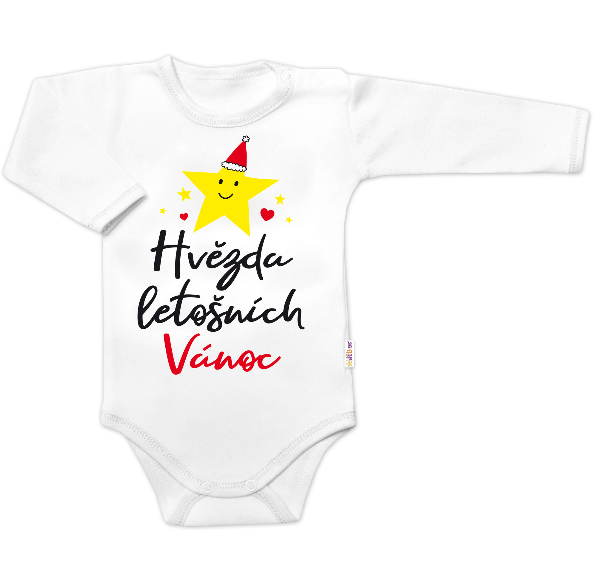 Baby Nellys Body dlouhý rukáv Hvězda letošních Vánoc
