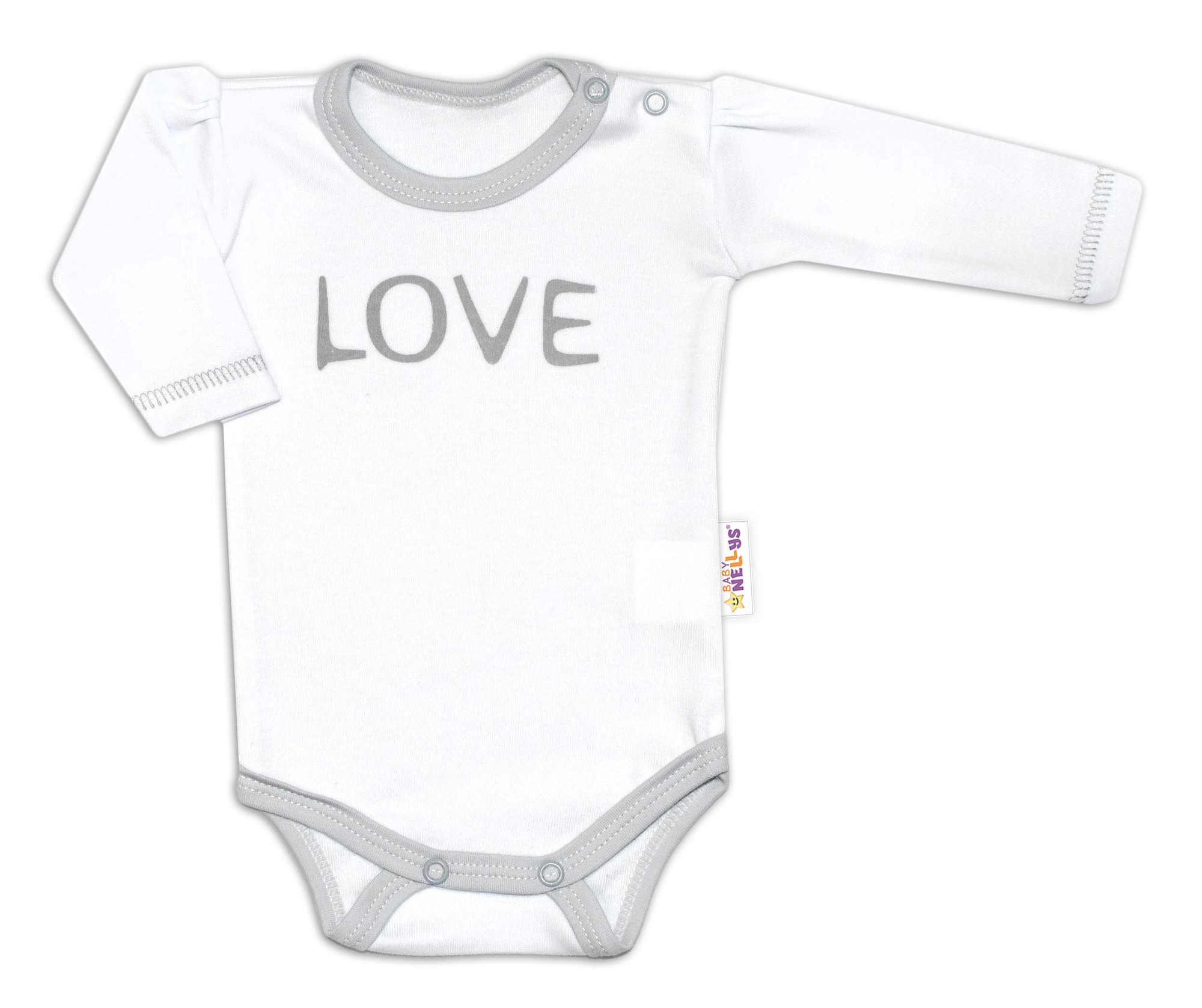 Baby Nellys Body dlouhý rukáv Love - bílé vel.  62 Baby Nellys