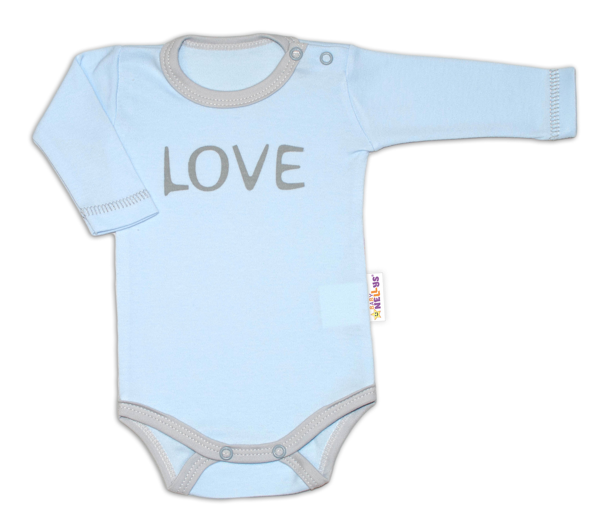 Baby Nellys Body dlouhý rukáv Love - modré vel.  74 Baby Nellys
