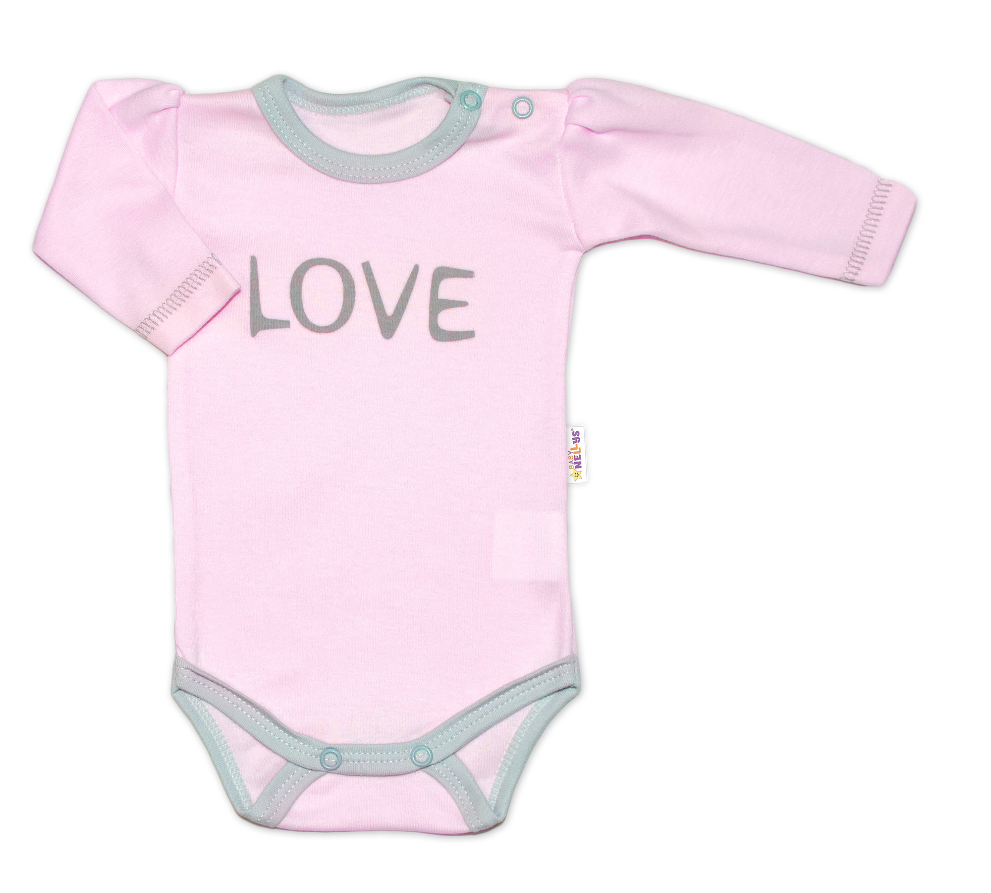 Baby Nellys Body dlouhý rukáv Love - růžové Baby Nellys