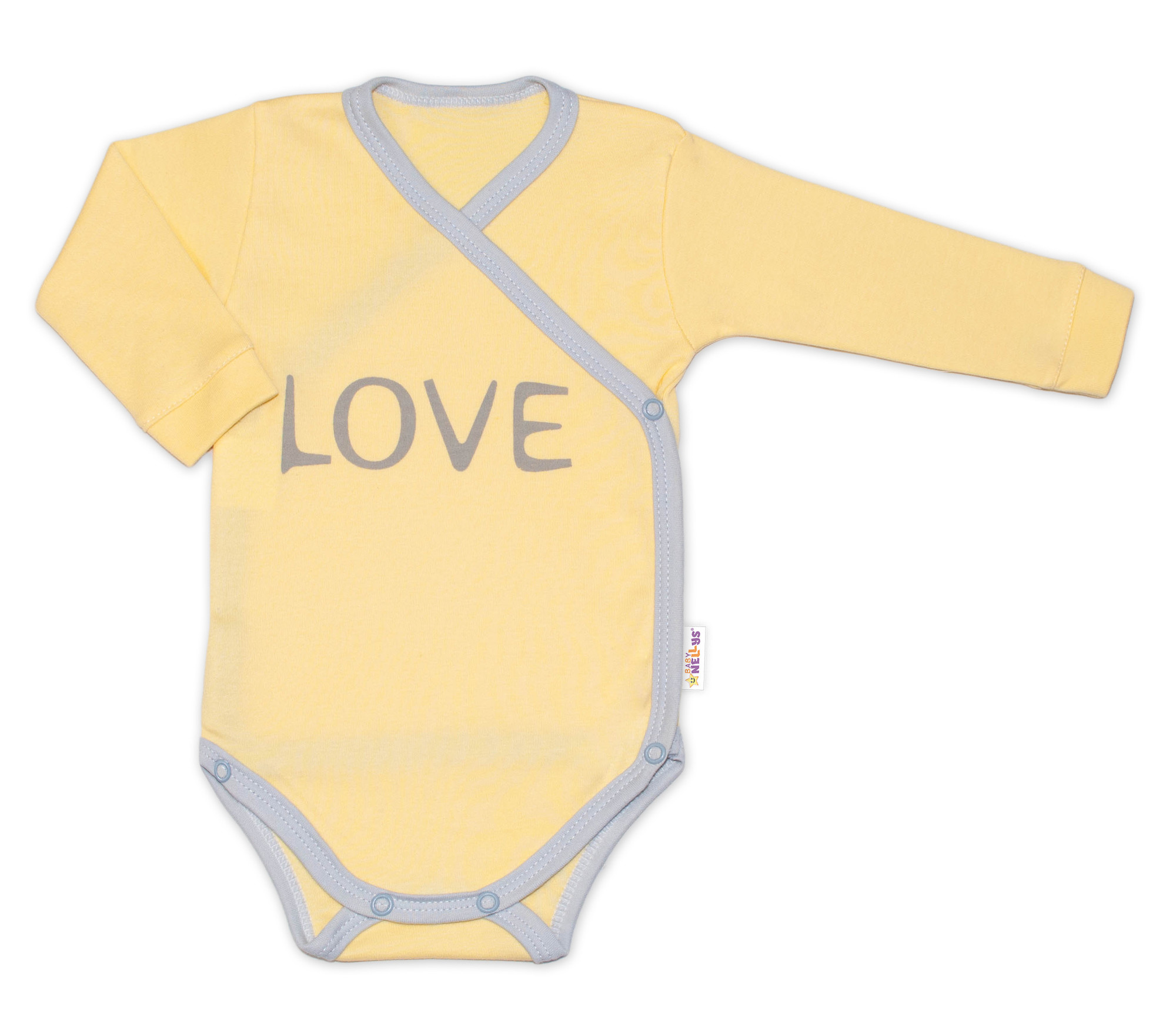Baby Nellys Body dlouhý rukáv Love - zapínání bokem