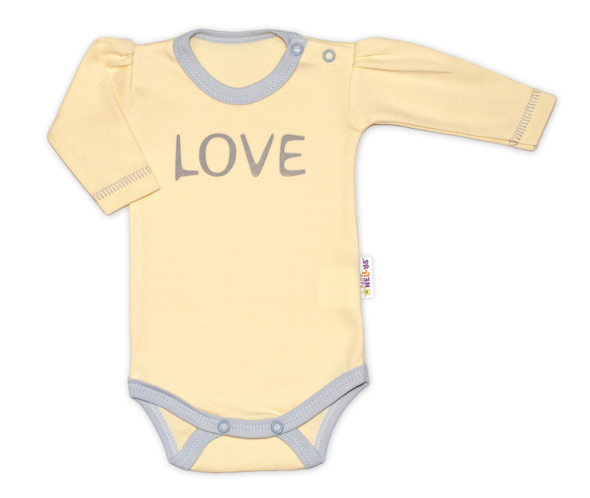 Baby Nellys Body dlouhý rukáv Love - žluté vel.  62 Baby Nellys