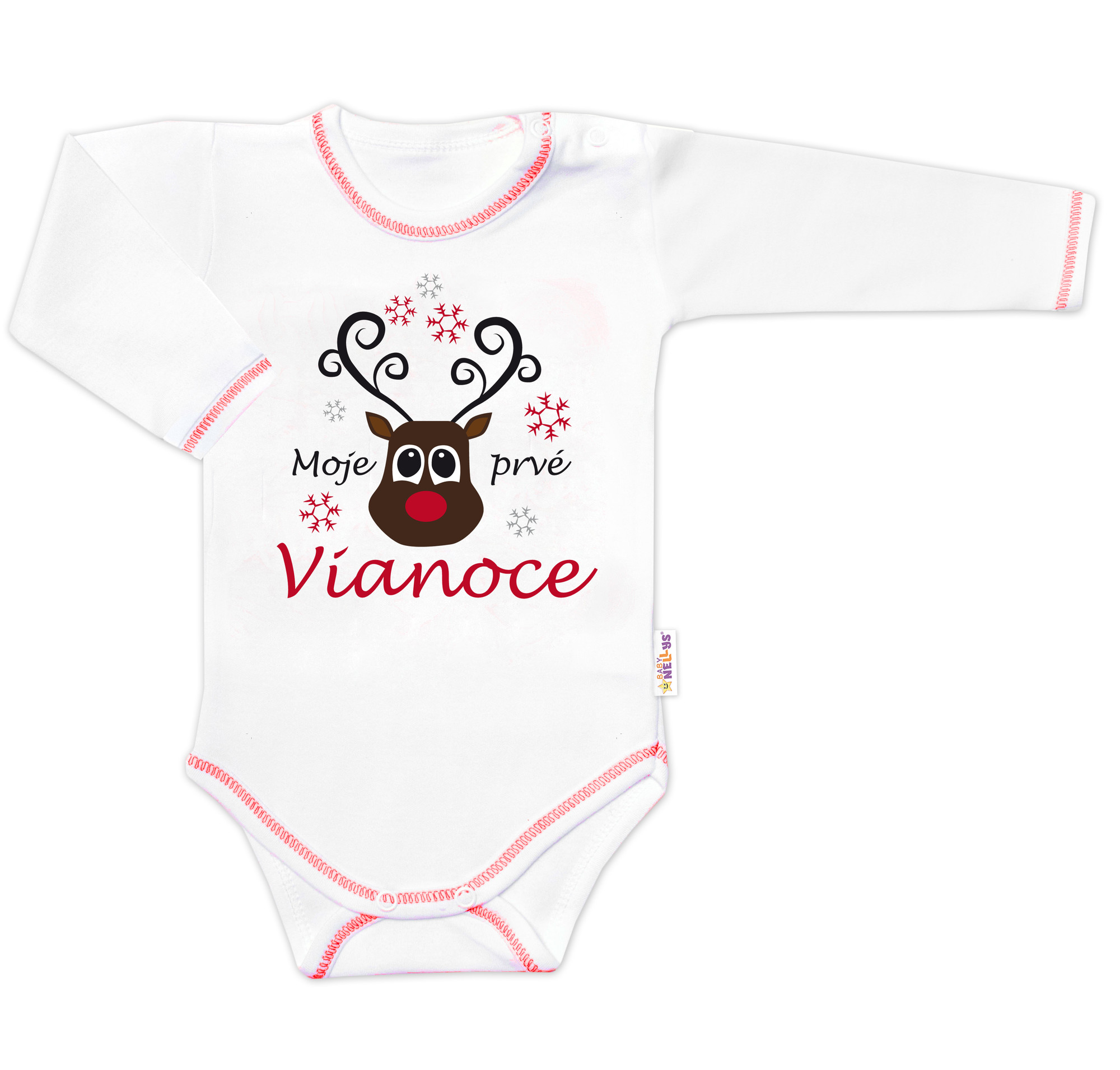 Baby Nellys Body dlouhý rukáv Moje prvé Vianoce