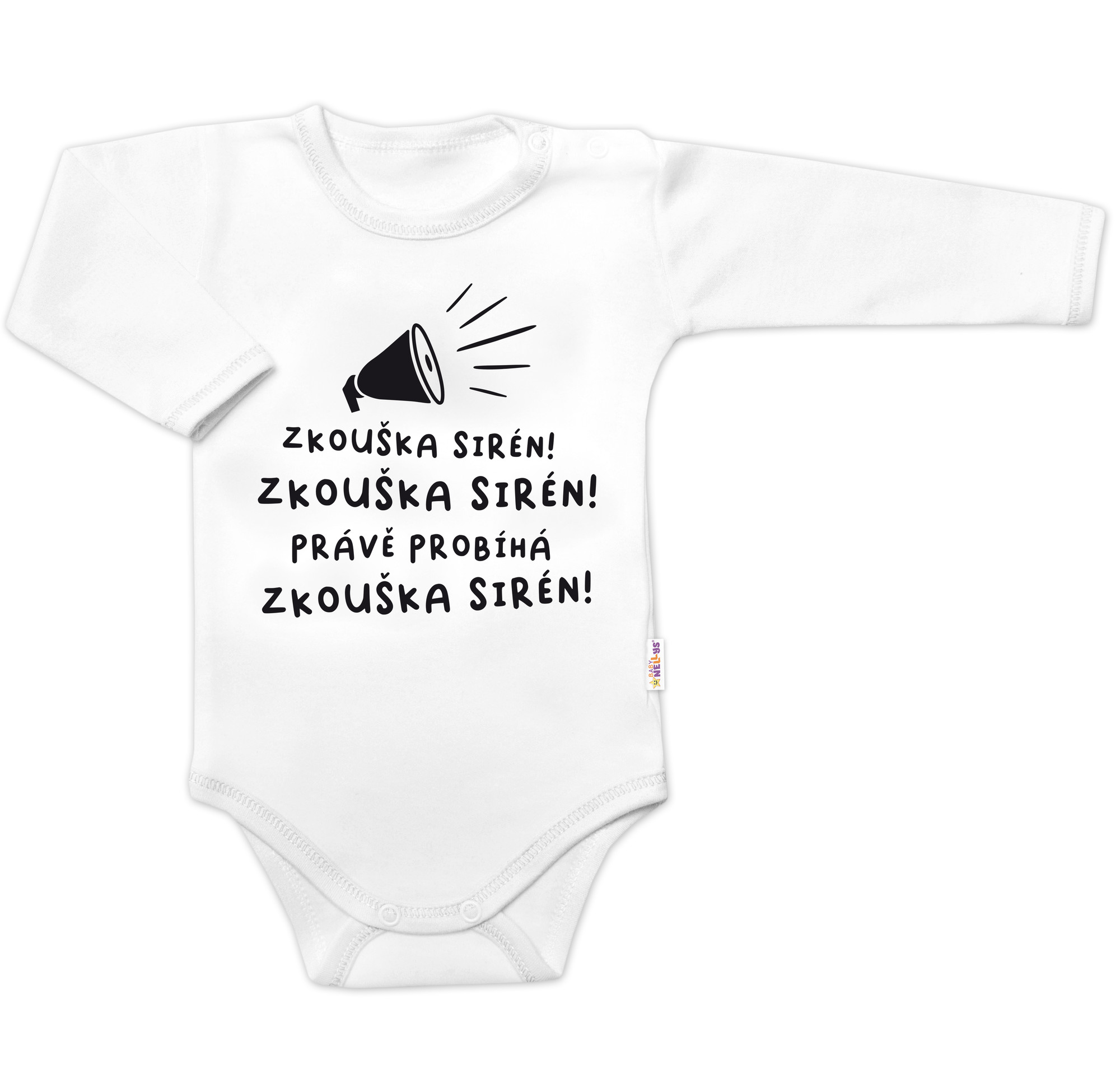Baby Nellys Body dlouhý rukáv Zkouška sirén