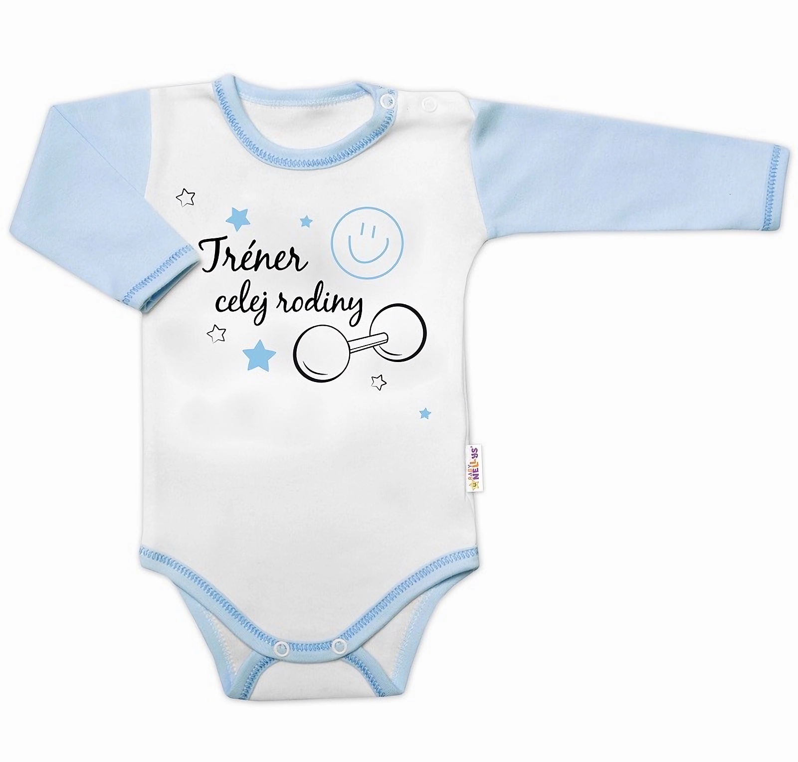 Baby Nellys Body dlouhý rukáv s vtipným textem  Trenér celej rodiny vel.  68 Baby Nellys