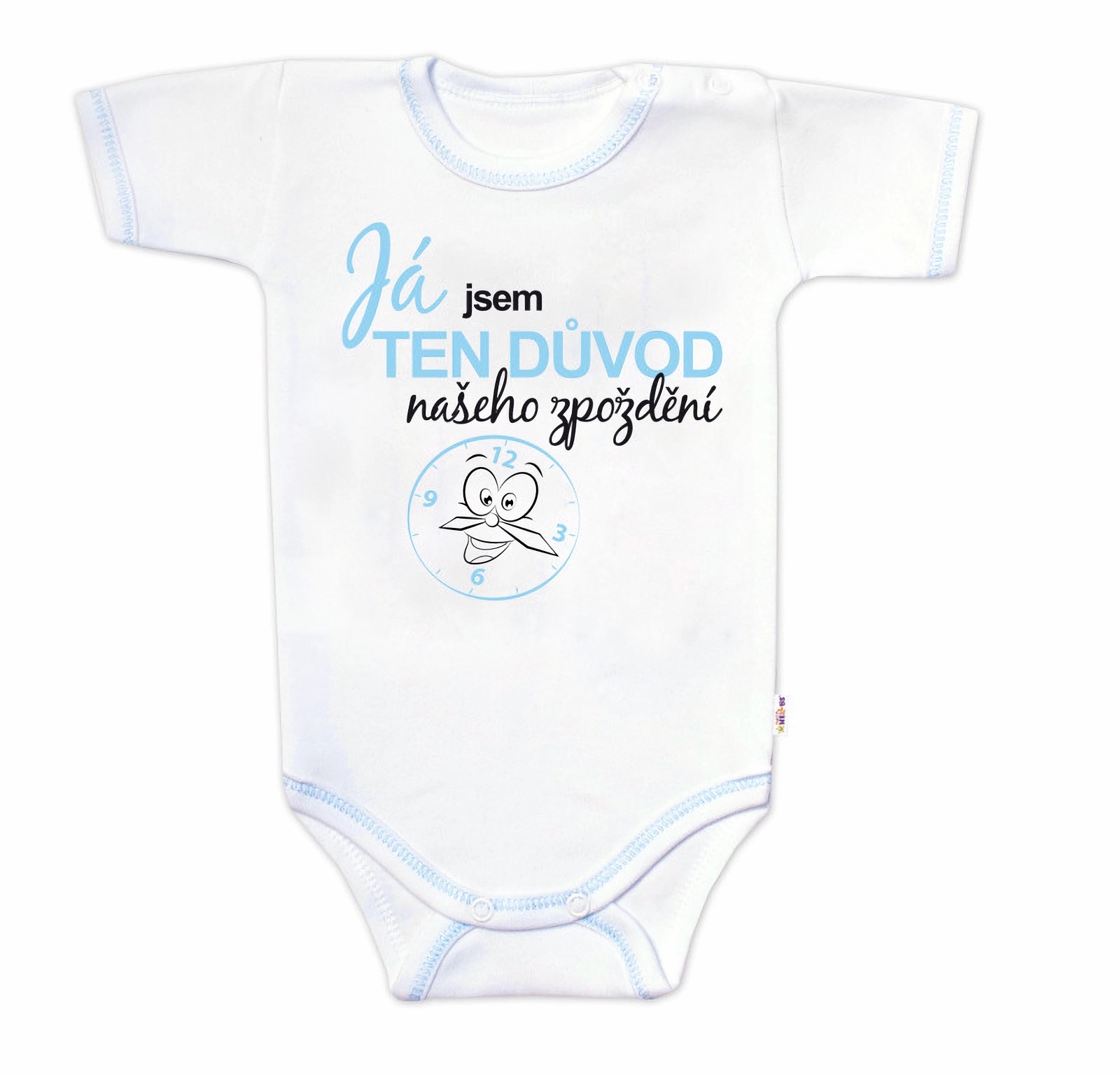 Baby Nellys Body kr. rukáv s vtip. textem