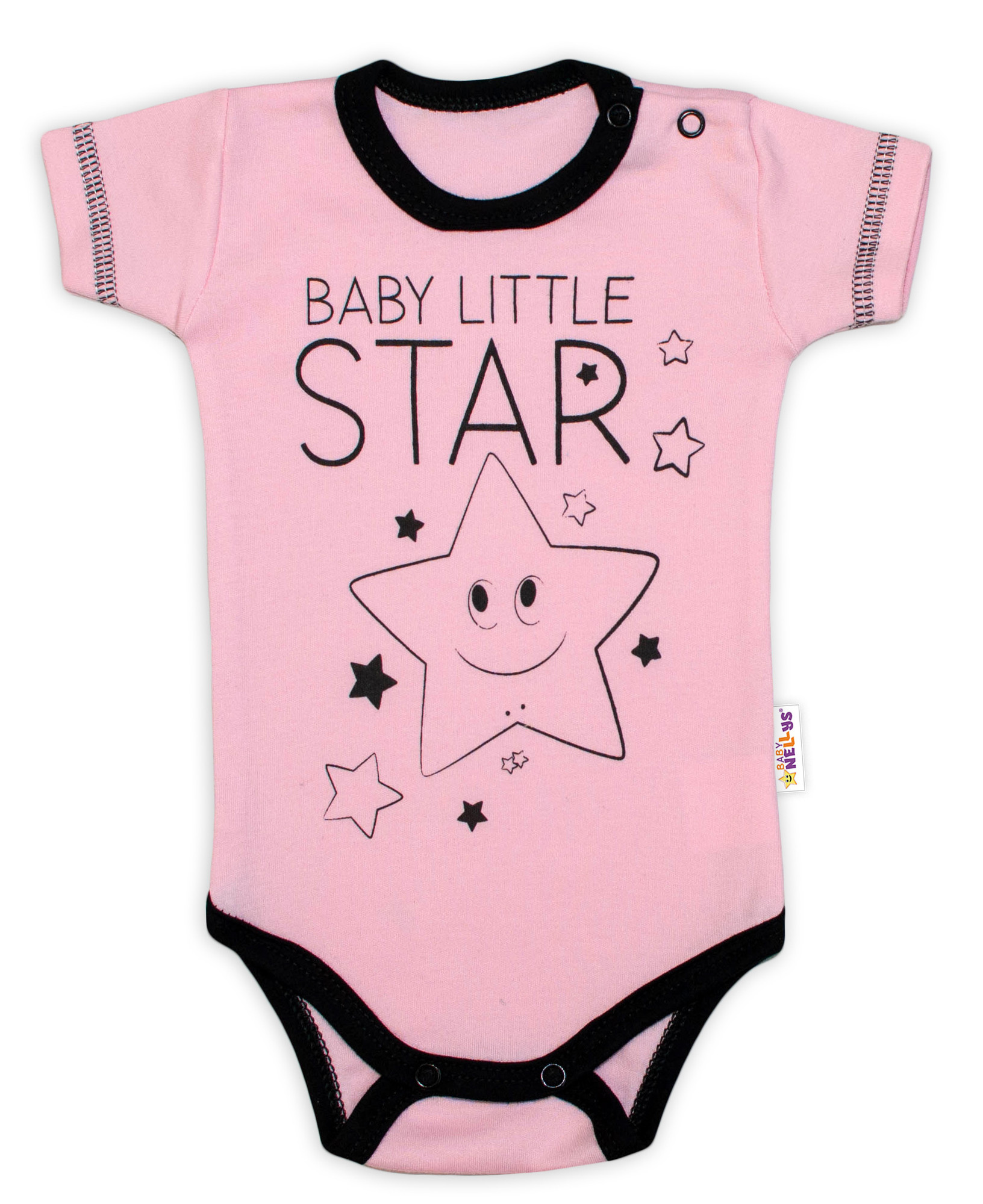 Baby Nellys Body krátký rukáv  Baby Little Star - růžové vel.  68 Baby Nellys