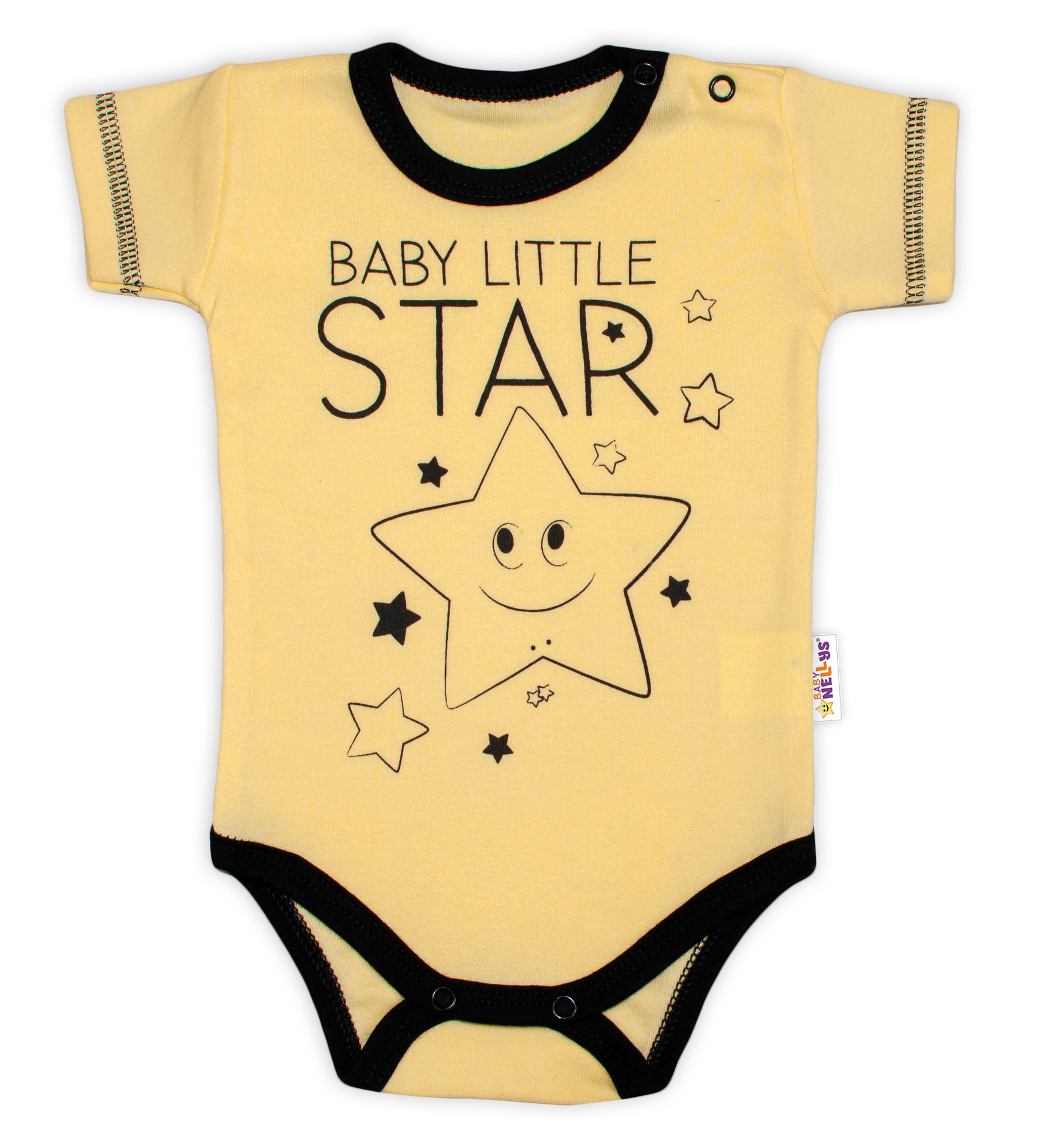 Baby Nellys Body krátký rukáv  Baby Little Star - žluté vel.  74 Baby Nellys
