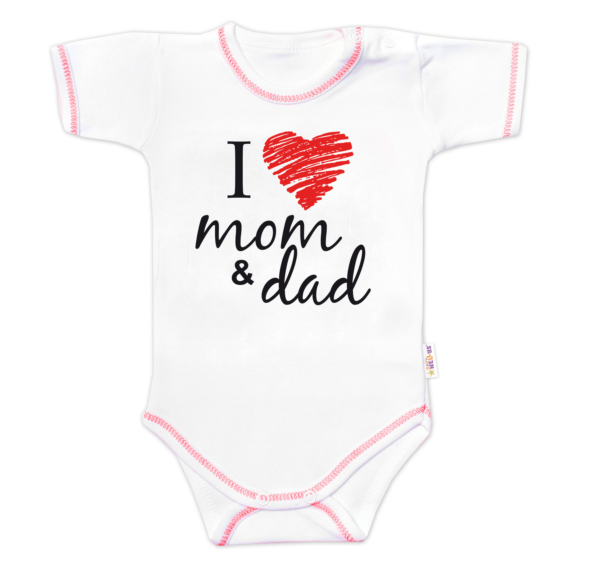 Baby Nellys Body krátký rukáv  I love mom & dad Baby Nellys