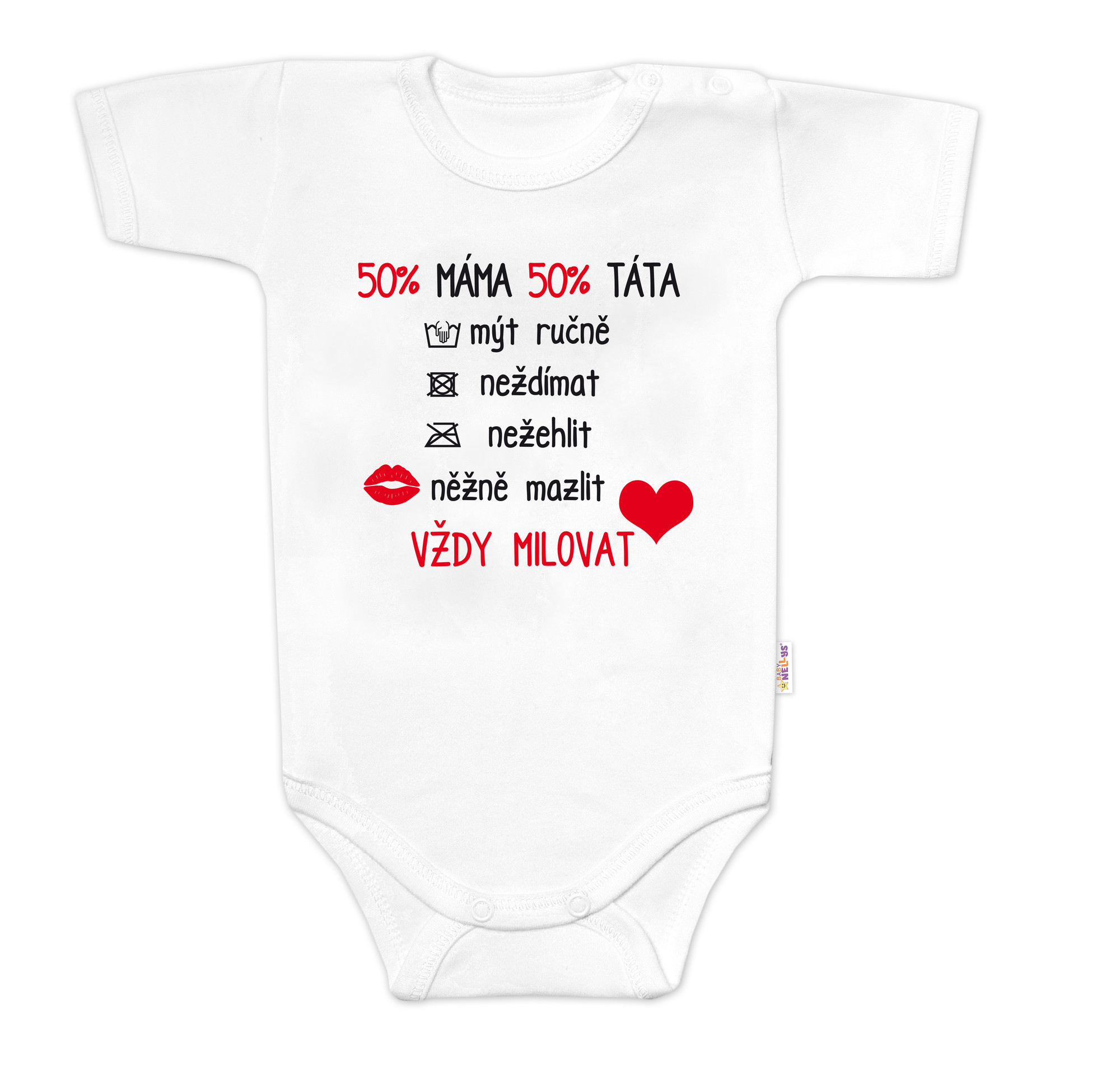 Baby Nellys Body krátký rukáv Vždy milovat