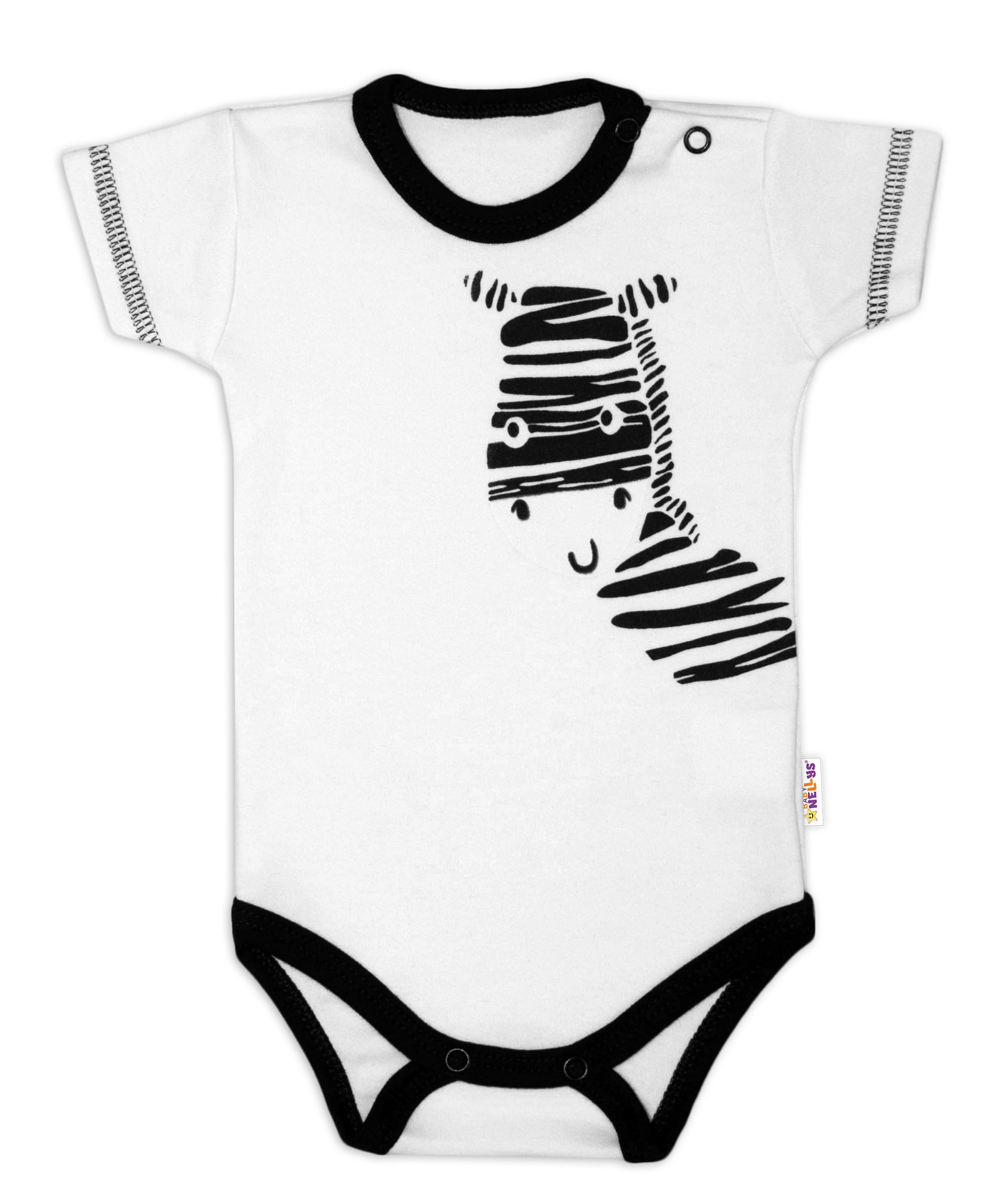 Baby Nellys Body krátký rukáv  Zebra - bílé Baby Nellys