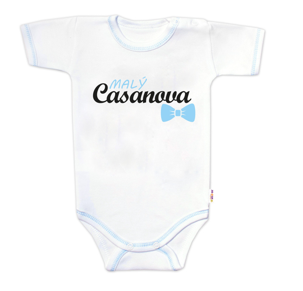 Baby Nellys Body krátký rukáv s vtipným textem  Malý Casanova