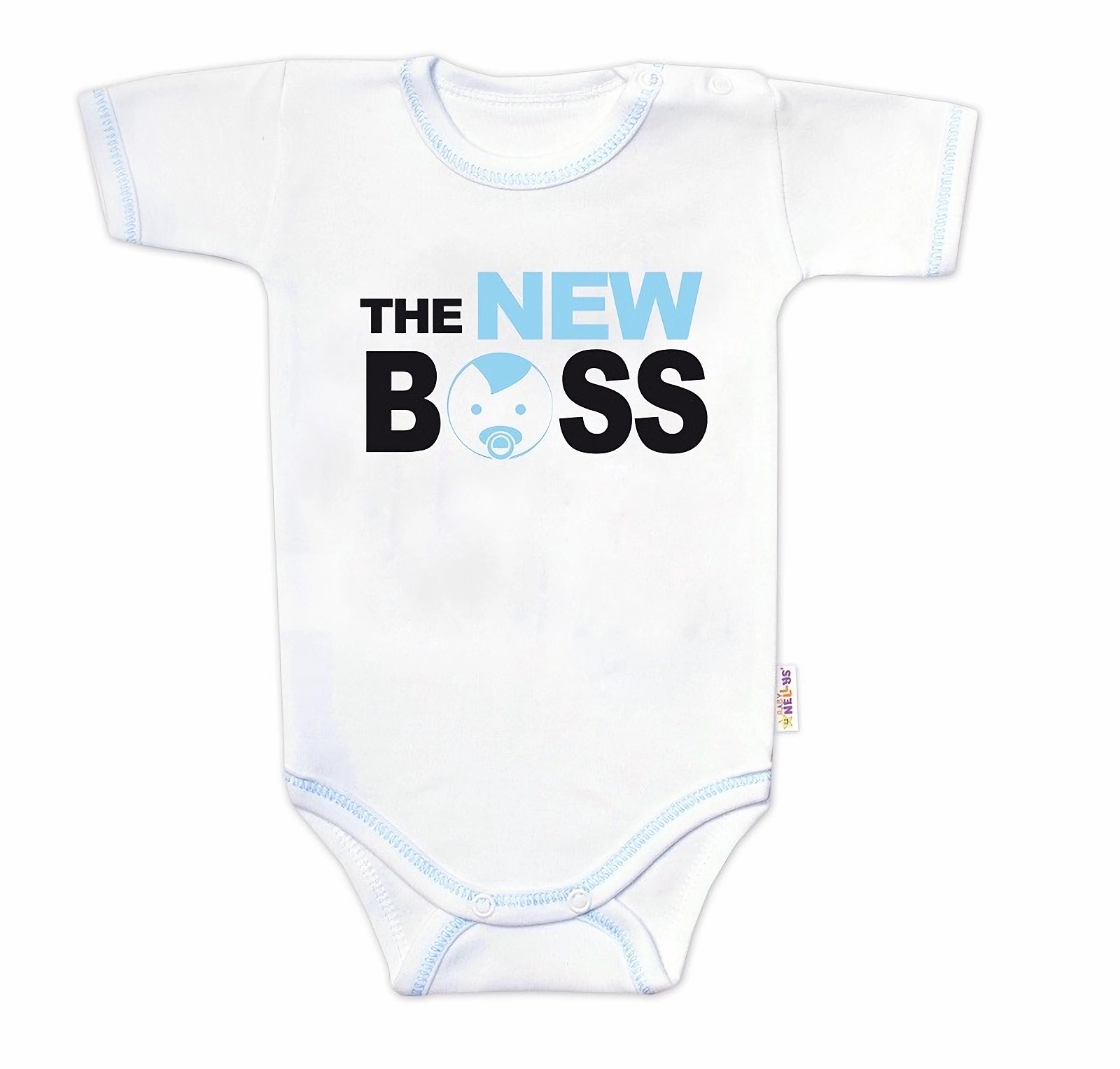 Baby Nellys Body krátký rukáv s vtipným textem  The New Boss vel.  68