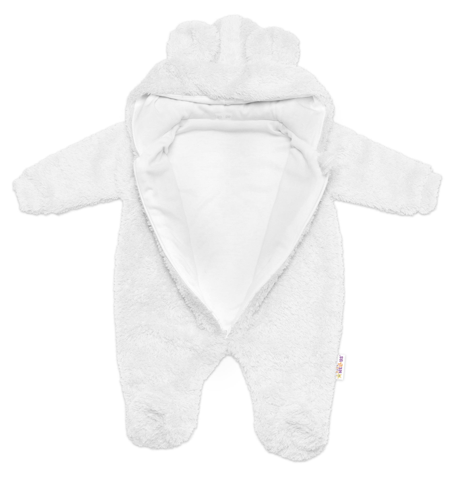 Baby Nellys Chlupáčkový overal Luna s kapucí + rukavičky