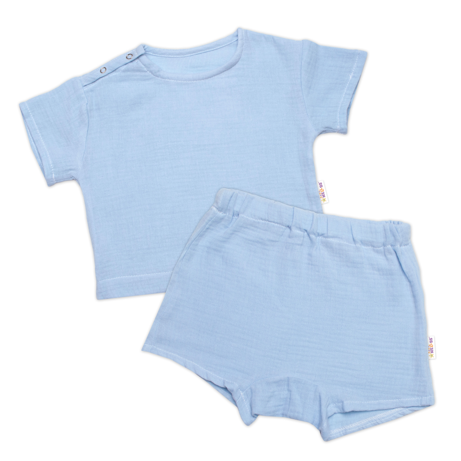 Baby Nellys Dětská letní mušelínová 2D sada tričko kr. rukáv + kraťasy