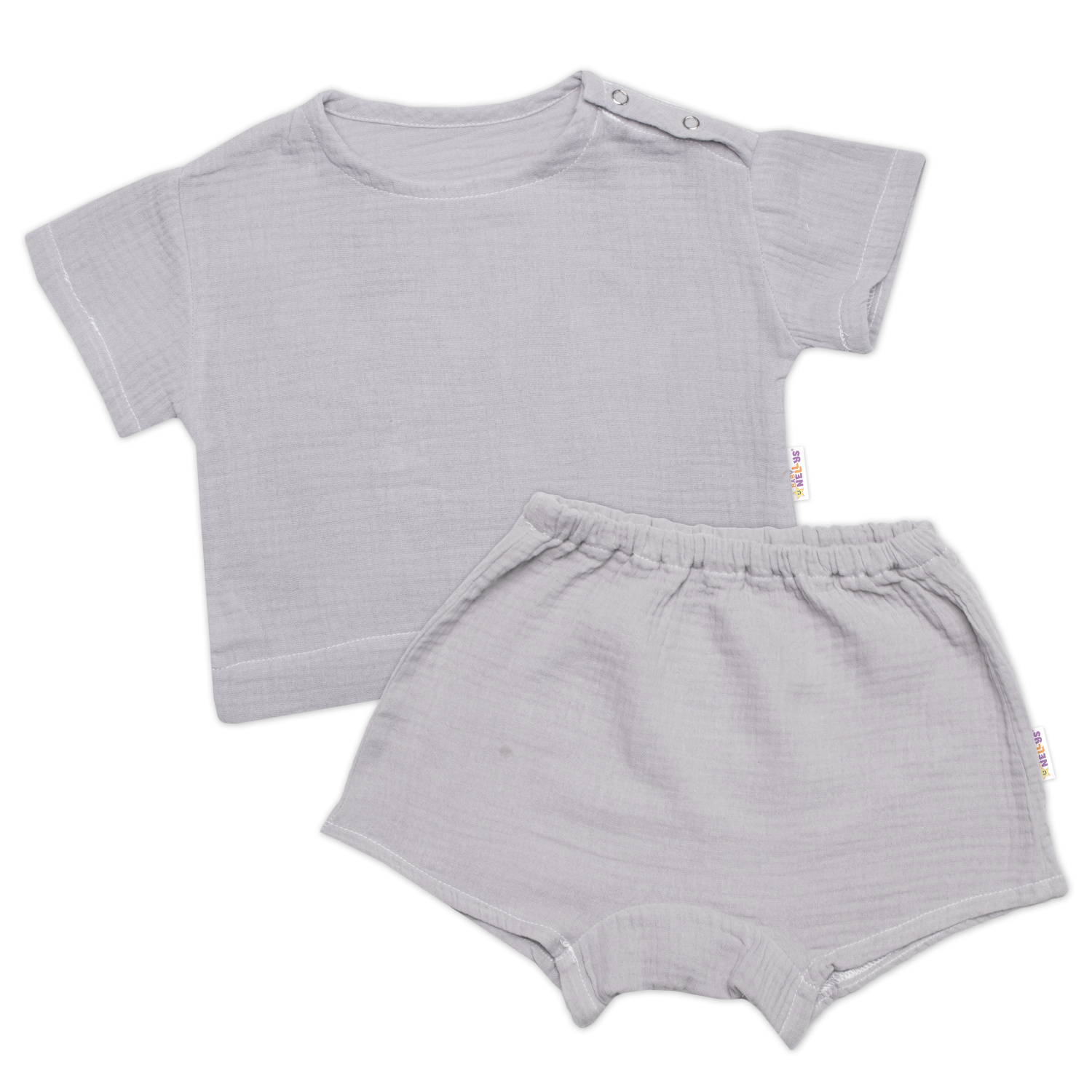 Baby Nellys Dětská letní mušelínová 2D sada tričko kr. rukáv + kraťasy