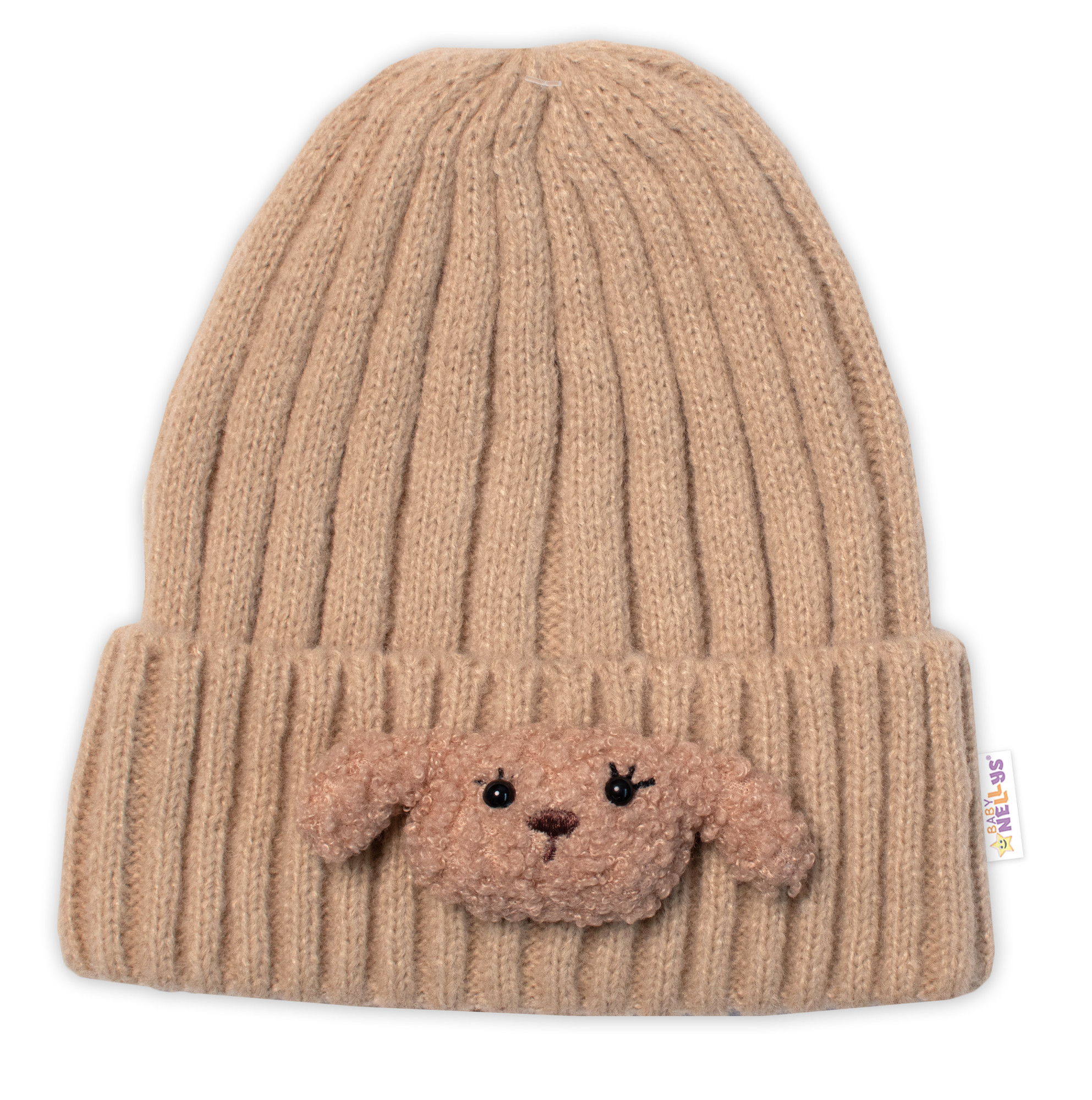Baby Nellys Dětská zimní čepice Bear - cappuccino