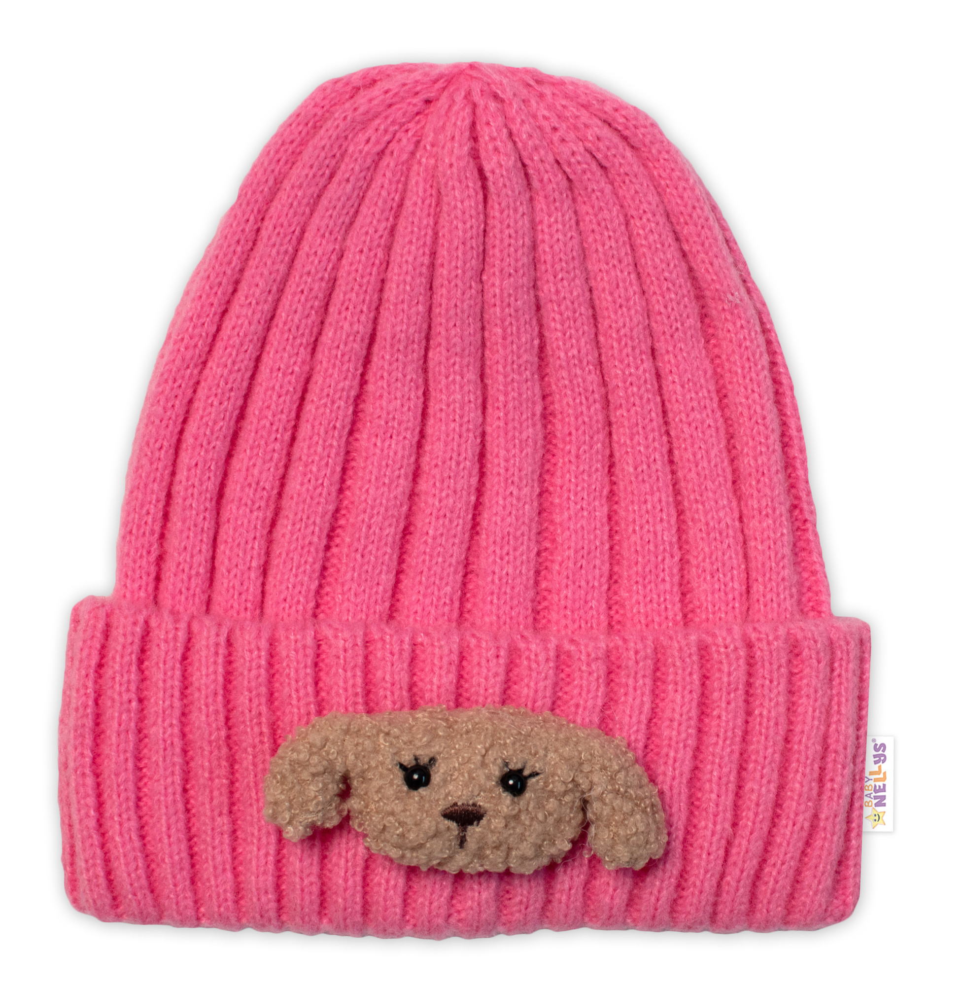 Baby Nellys Dětská zimní čepice Bear - růžová