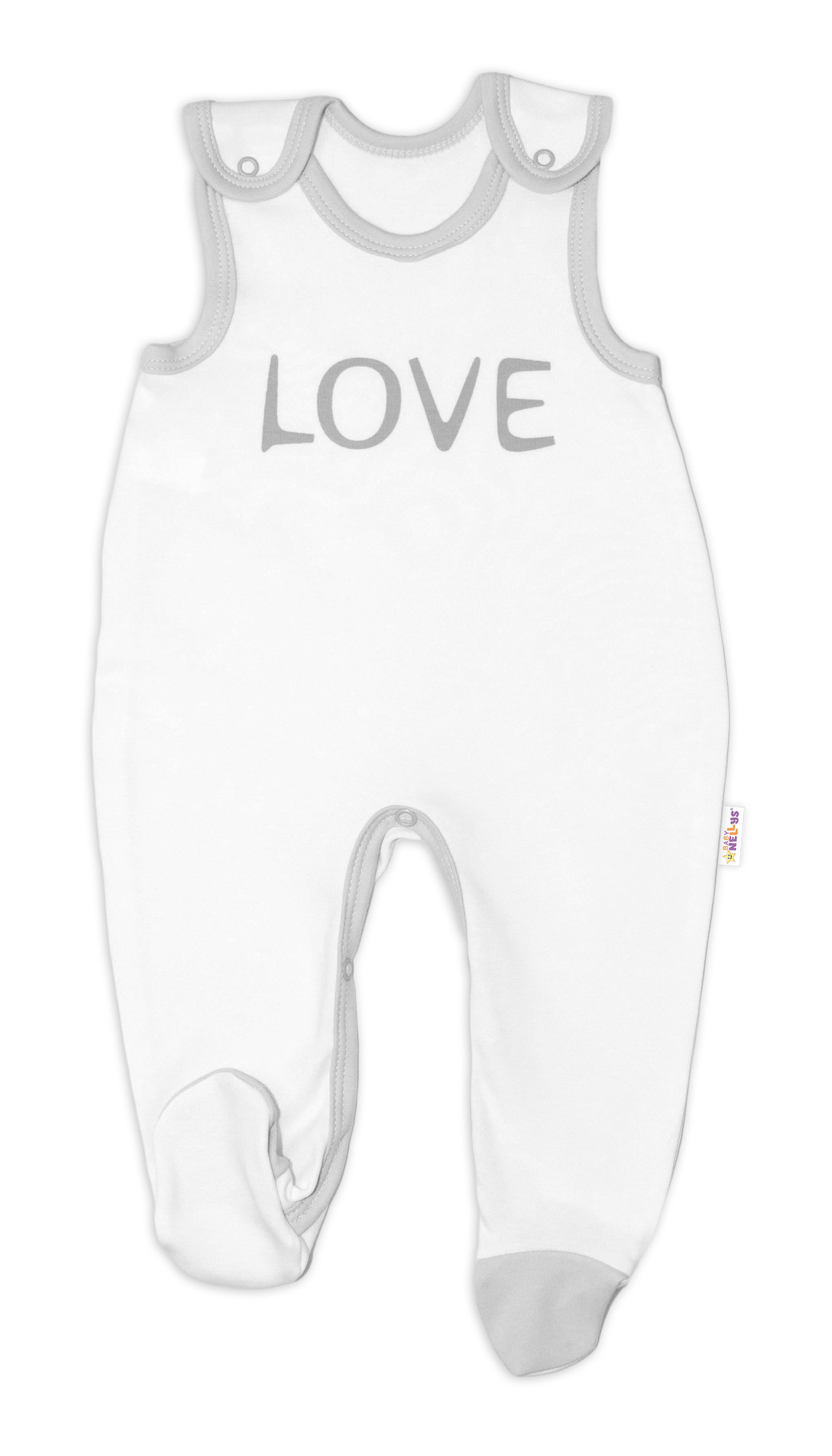 Baby Nellys Kojenecké bavlněné dupačky  Love - bílé vel.  62 Baby Nellys