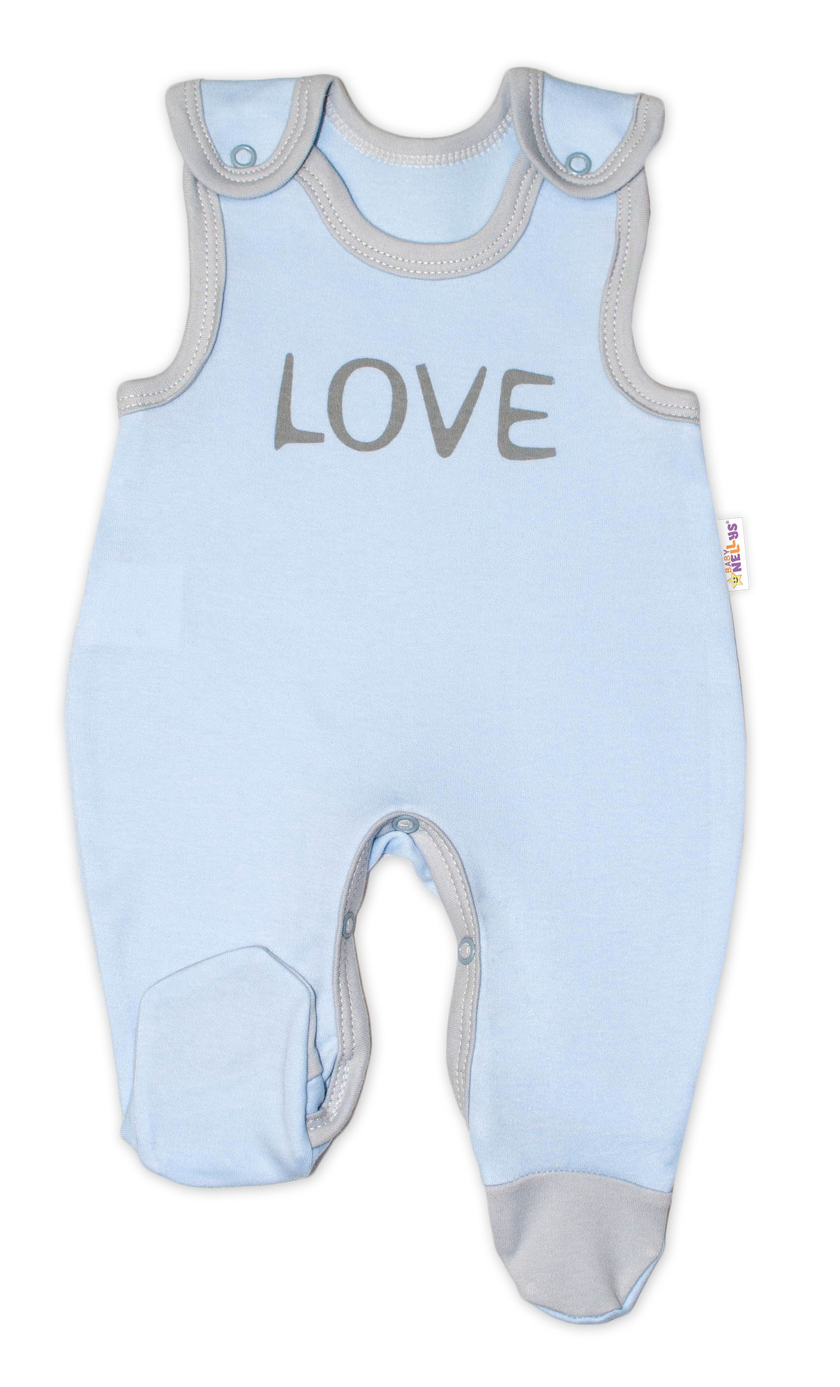 Baby Nellys Kojenecké bavlněné dupačky  Love - modré vel.  74 Baby Nellys