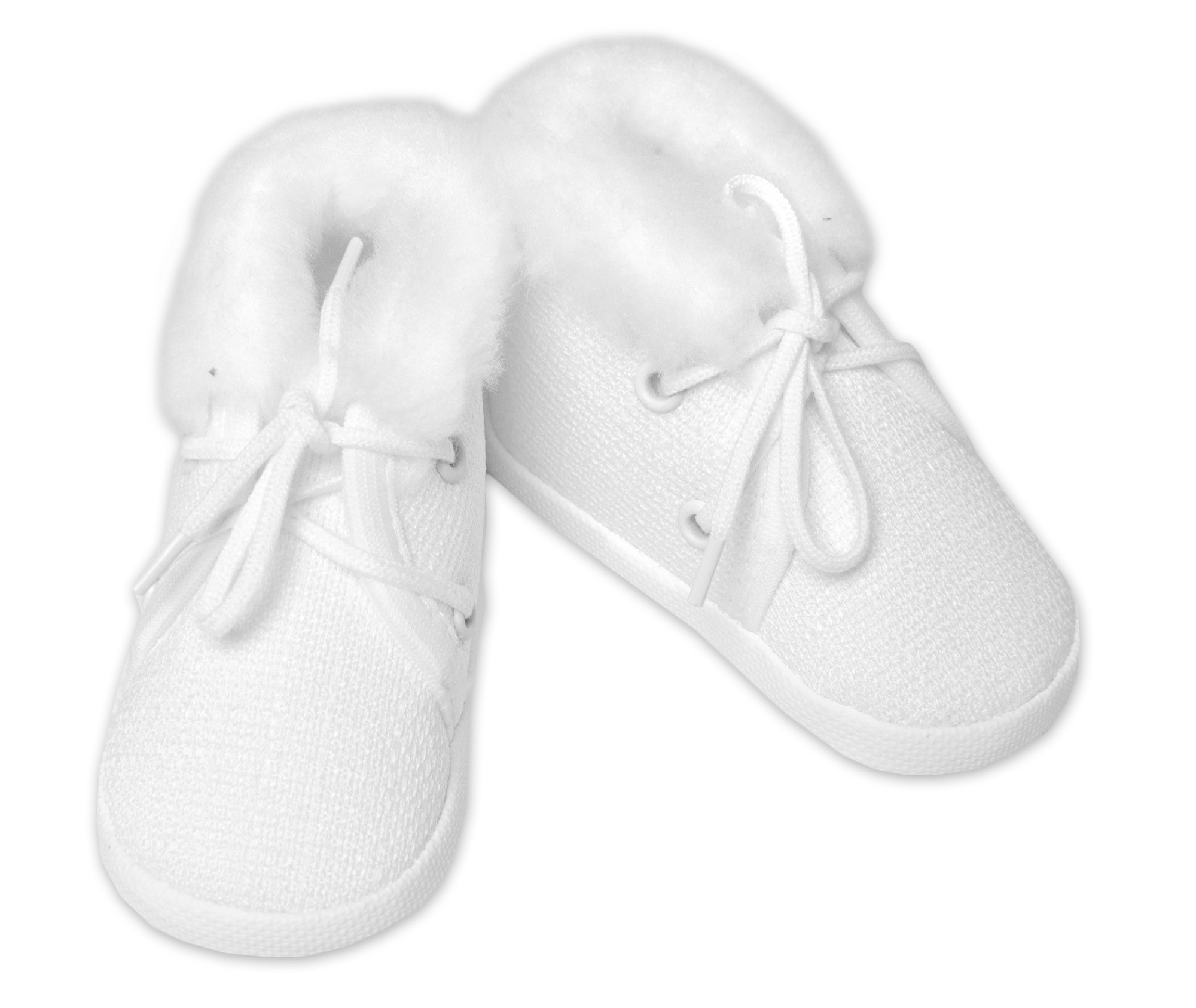 Baby Nellys Kojenecké capáčky/botičky na šněrování s kožíškem