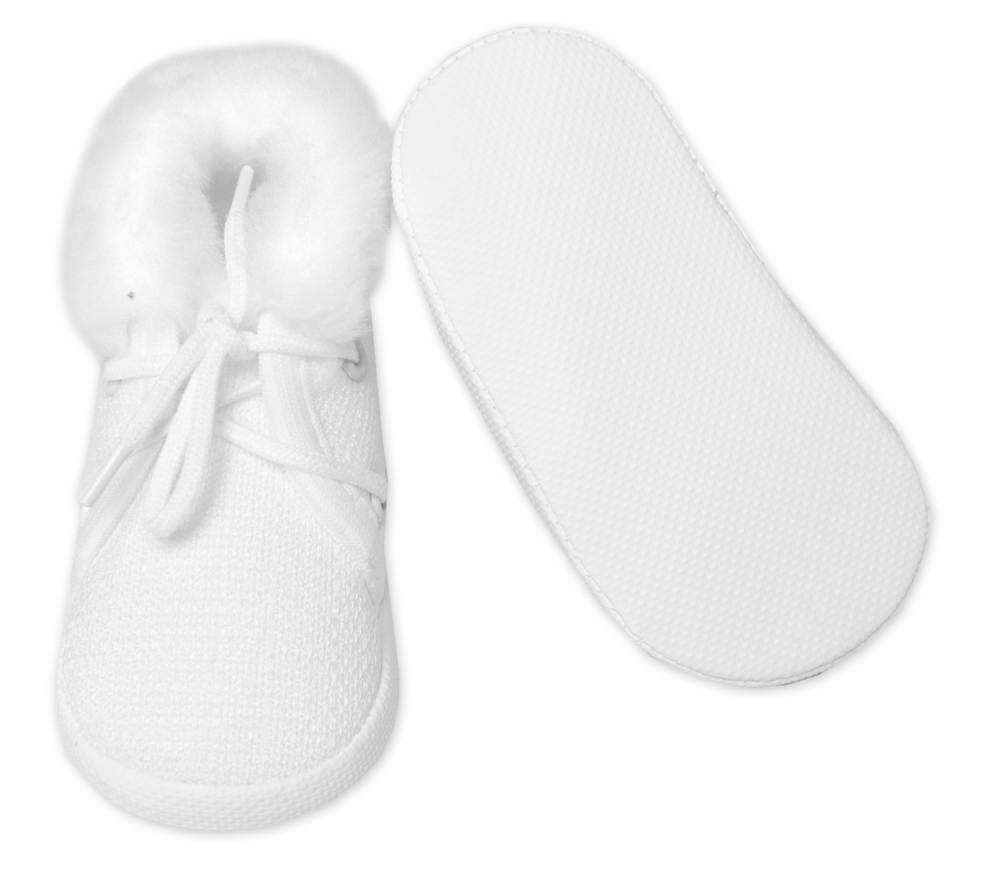 Baby Nellys Kojenecké capáčky/botičky na šněrování s kožíškem