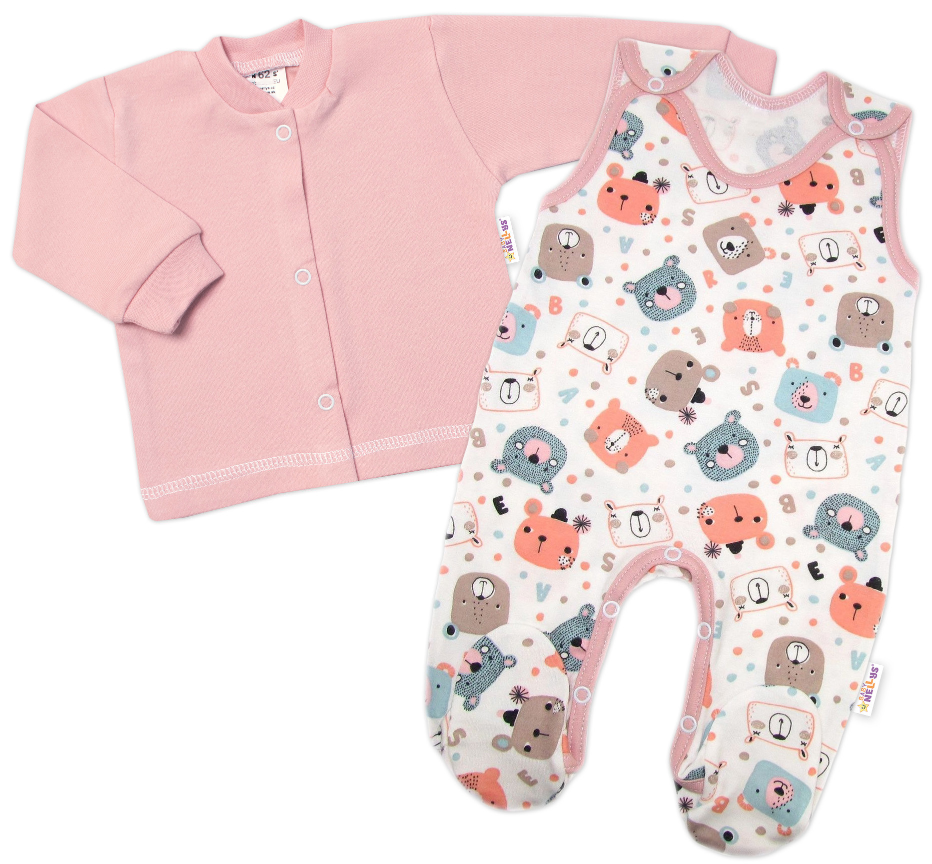 Baby Nellys Kojenecké dupačky bavlna s košilkou Space Bear  pastel pudrová Baby Nellys